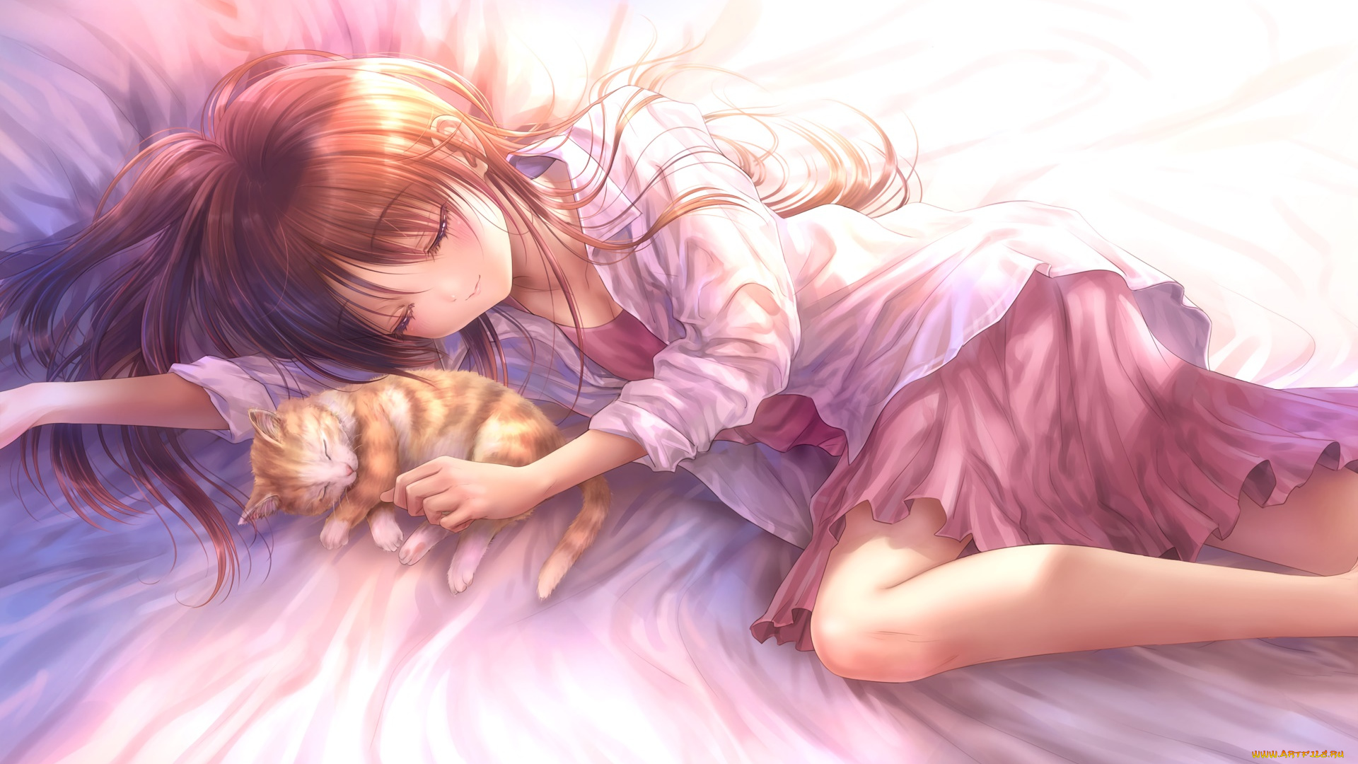 аниме, unknown, , другое, , взгляд, девушка, фон