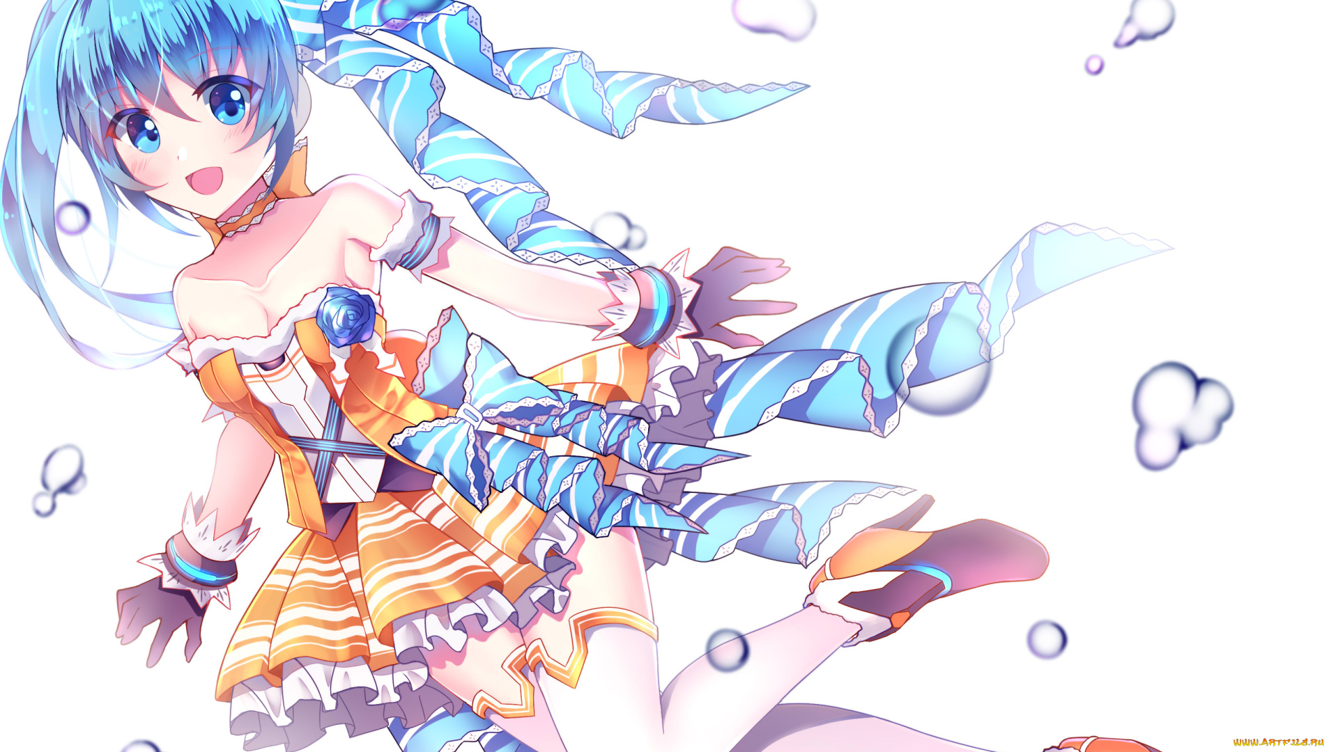 аниме, vocaloid, взгляд, фон, девушка