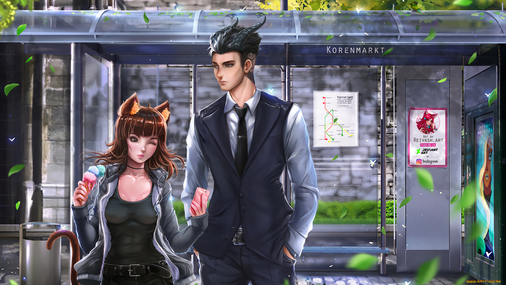 аниме, животные, , существа, двое