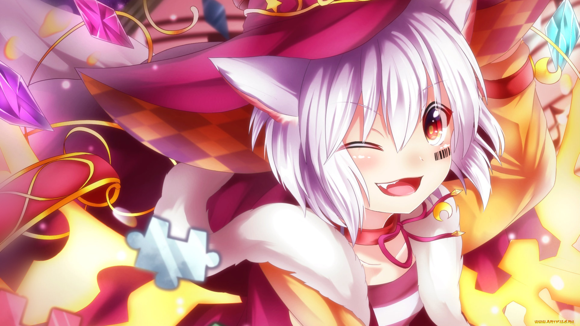 аниме, животные, , существа, фон, взгляд, девушка