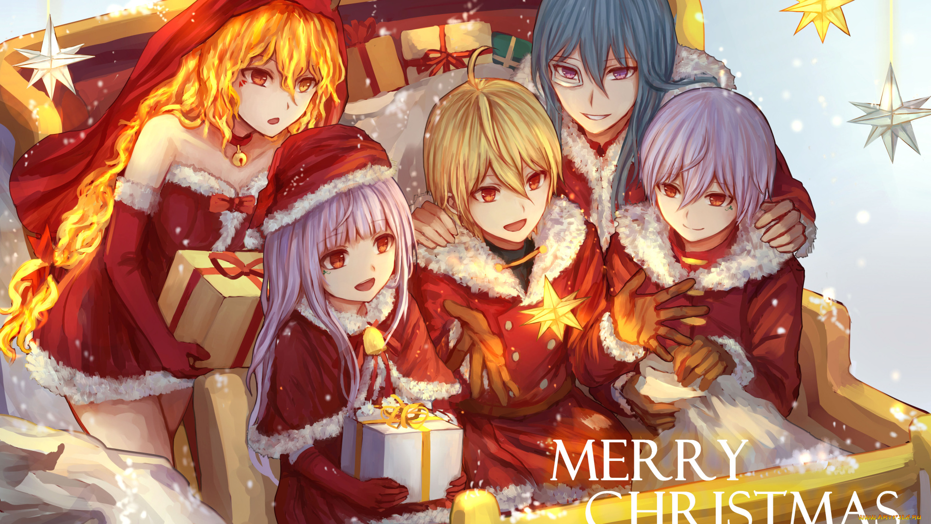 аниме, зима, , новый, год, , рождество, группа