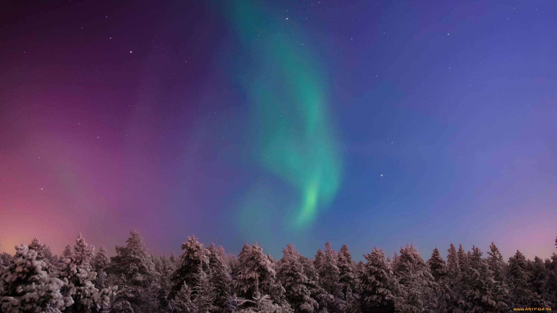 природа, северное, сияние, простор