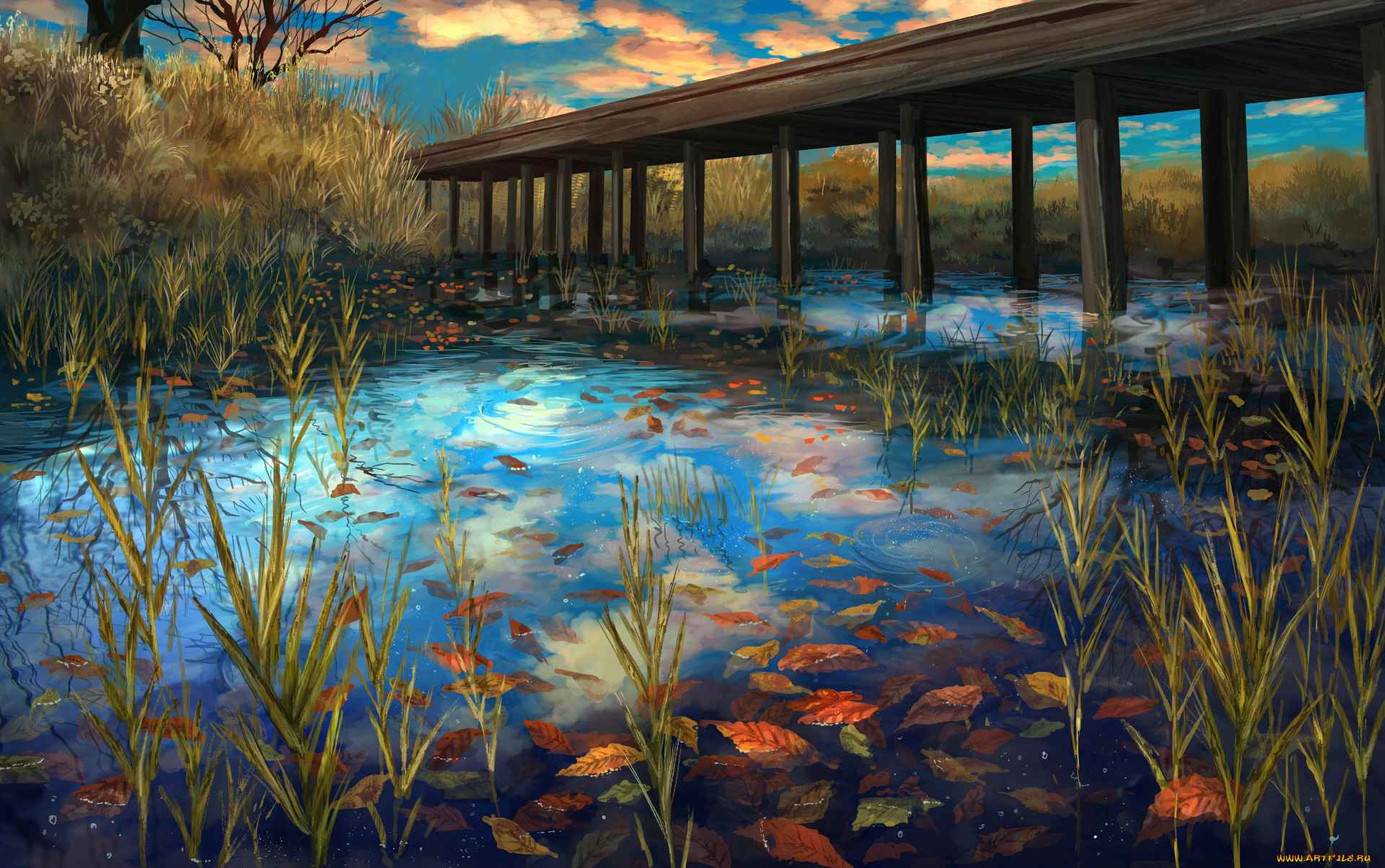 аниме, пейзажи, , природа, осень