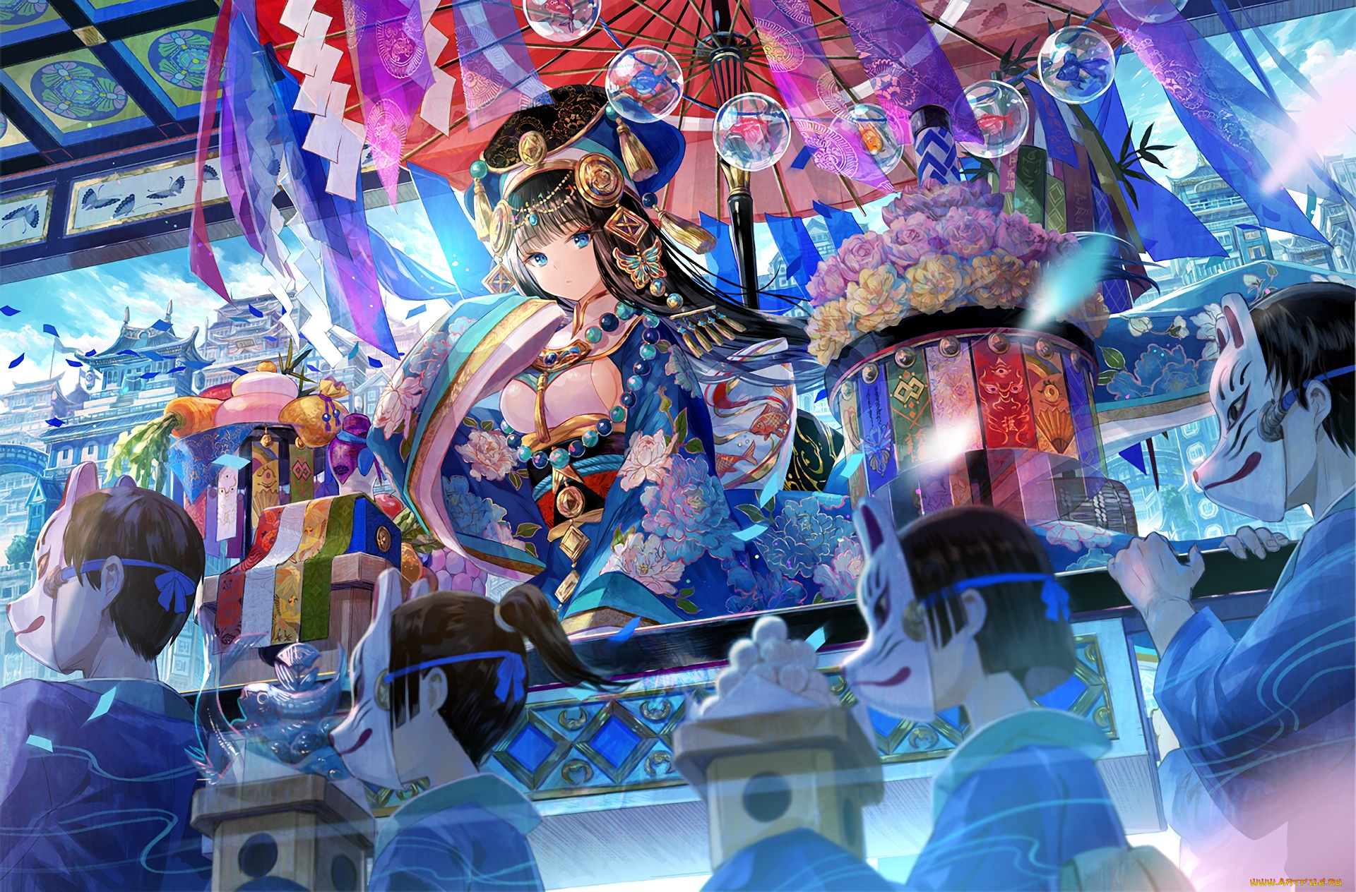 аниме, unknown, , другое, , фон, девушка, взгляд