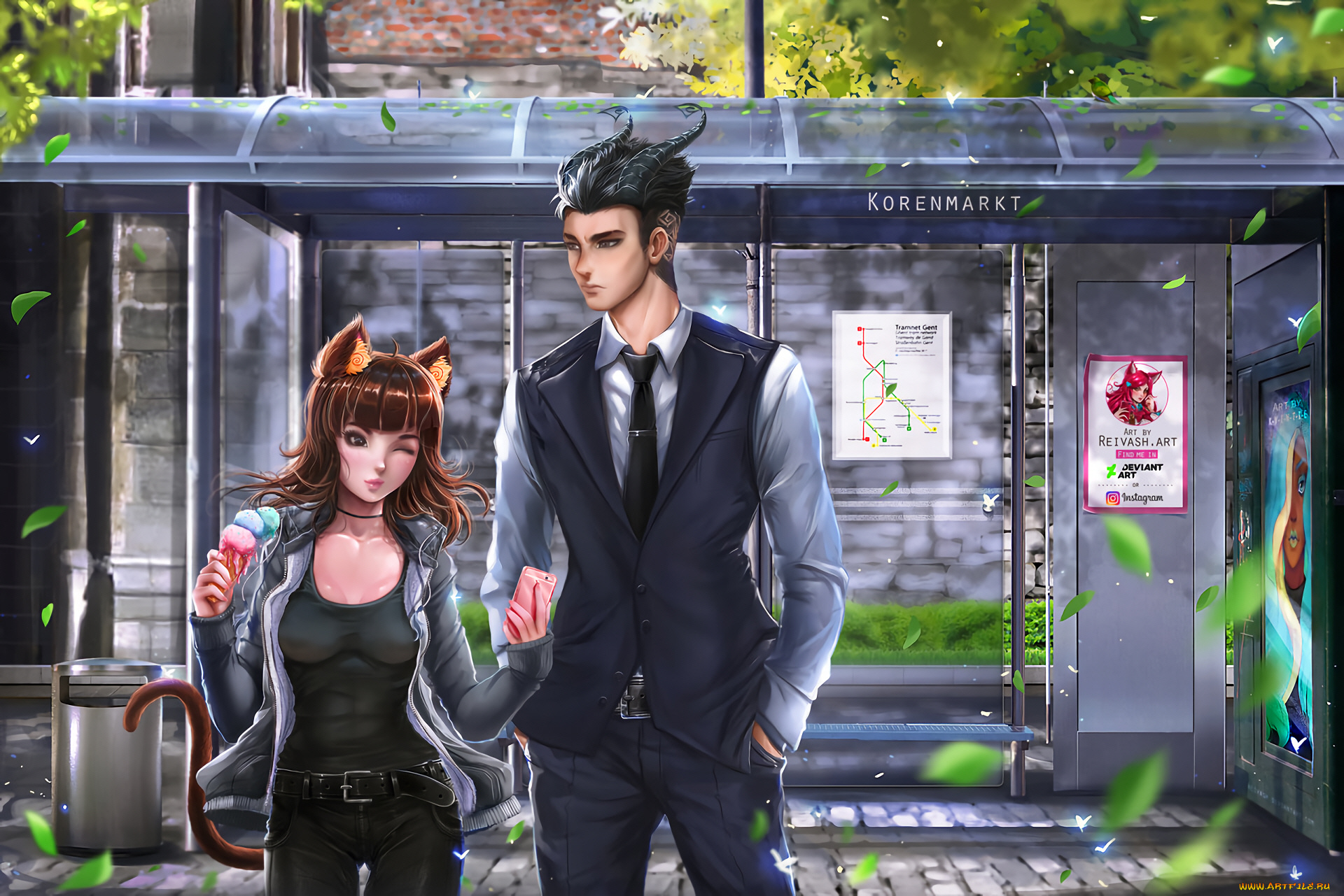 аниме, животные, , существа, двое