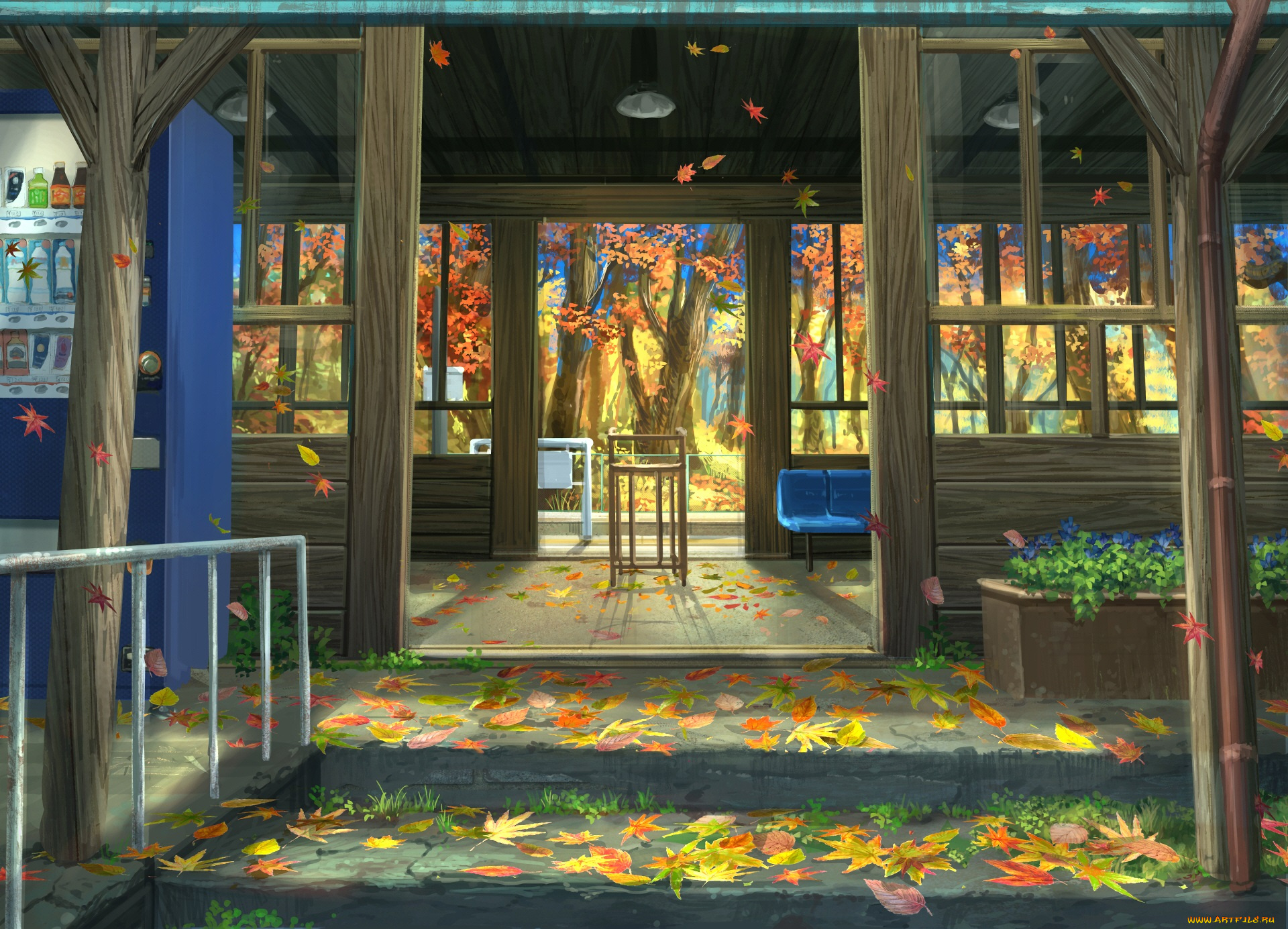 аниме, пейзажи, , природа, осень