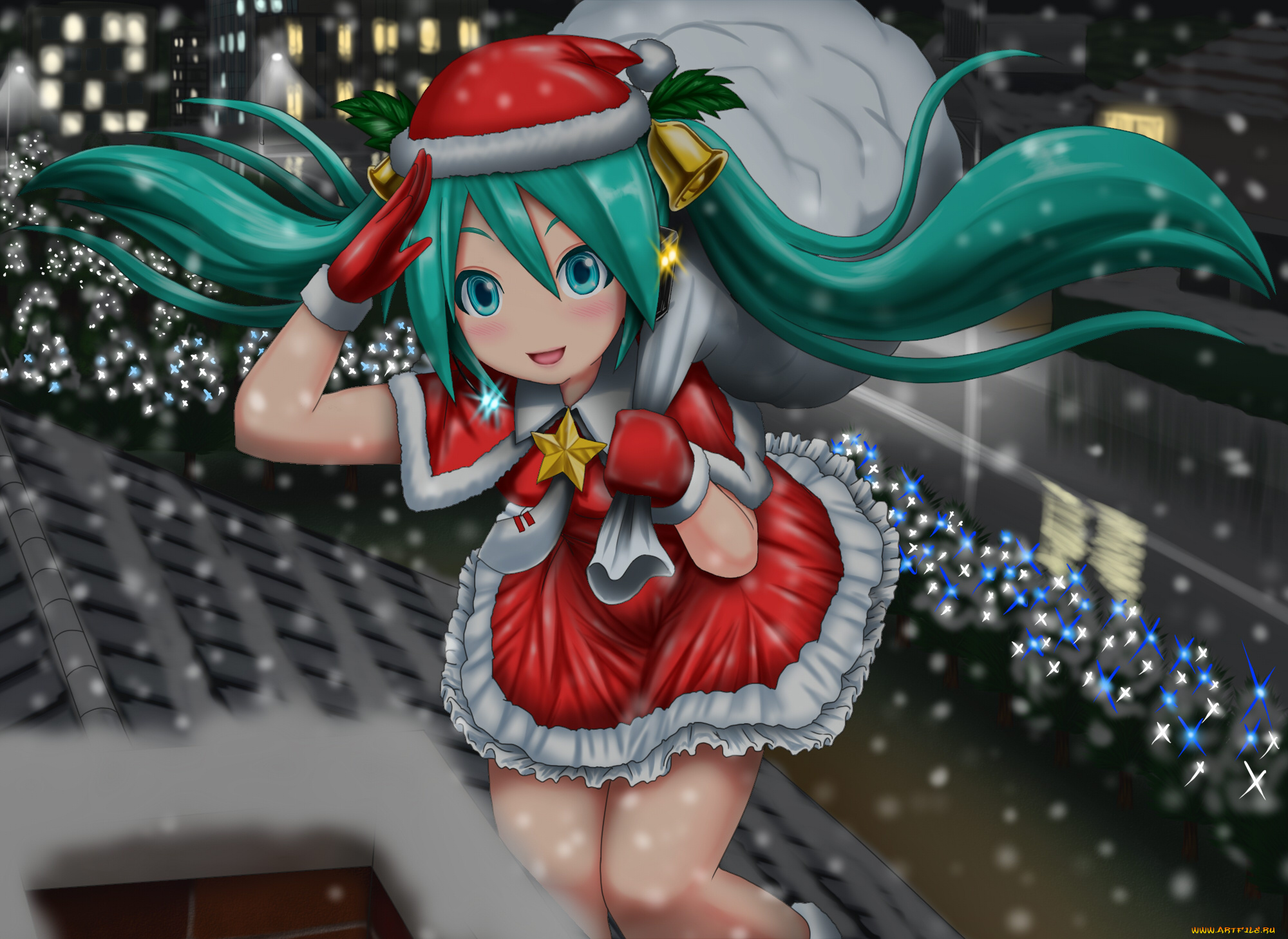 аниме, vocaloid, девушка, взгляд, фон