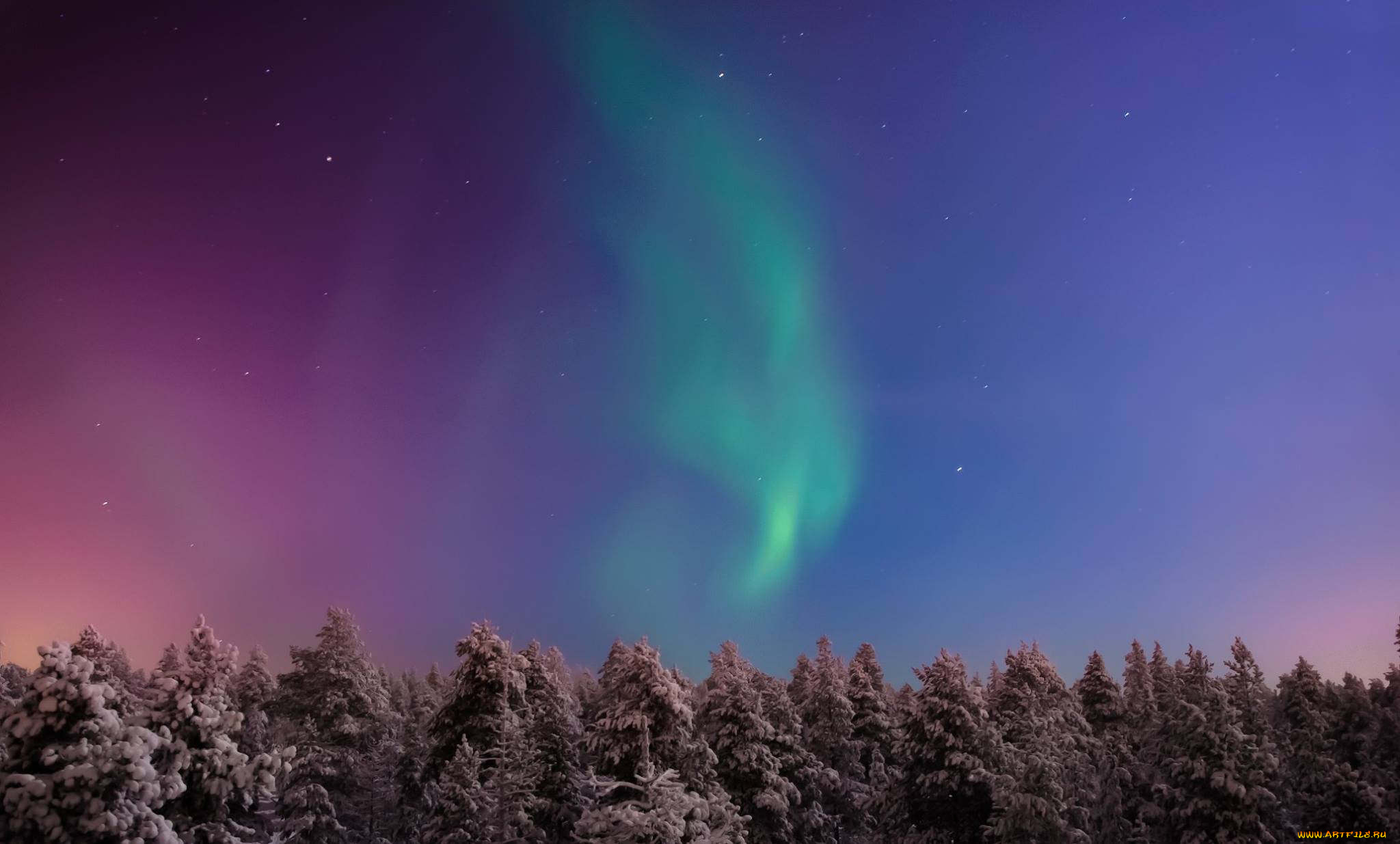 природа, северное, сияние, простор