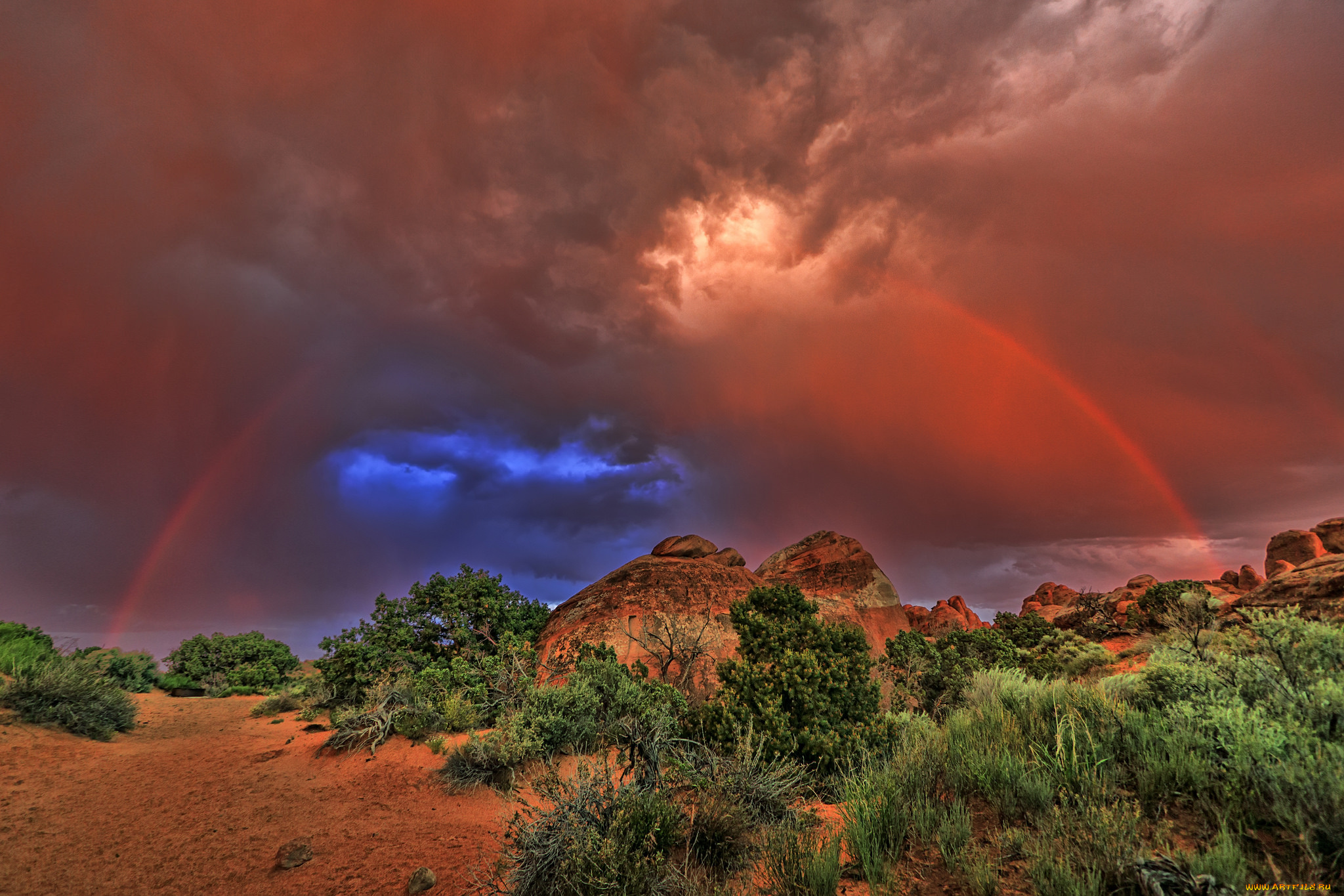 природа, радуга, простор