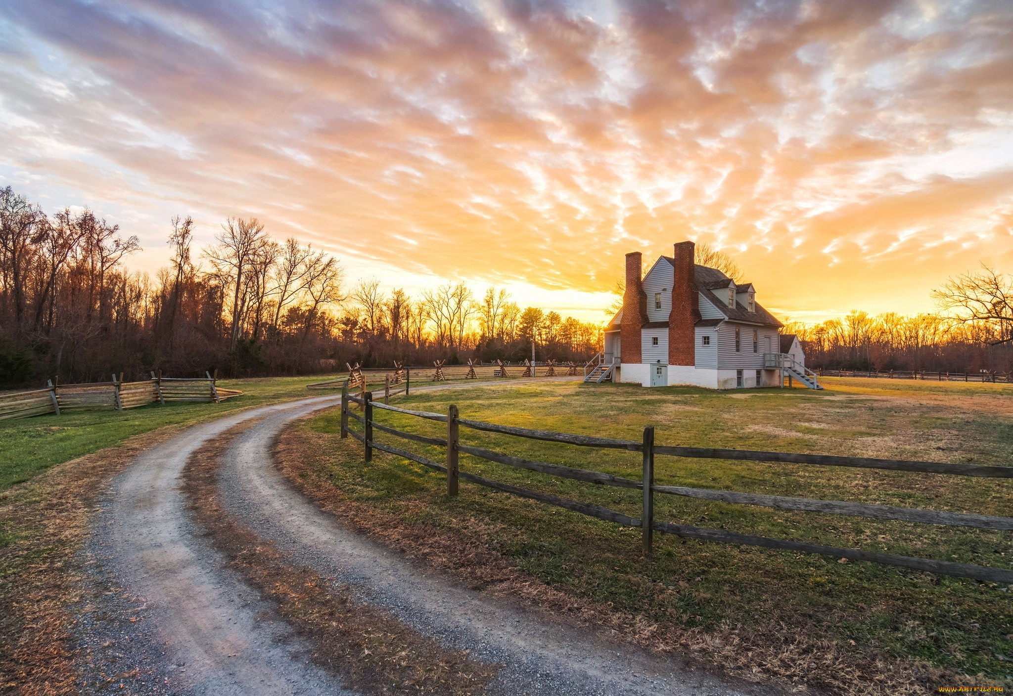 города, -, здания, , дома, дом, дорога, закат