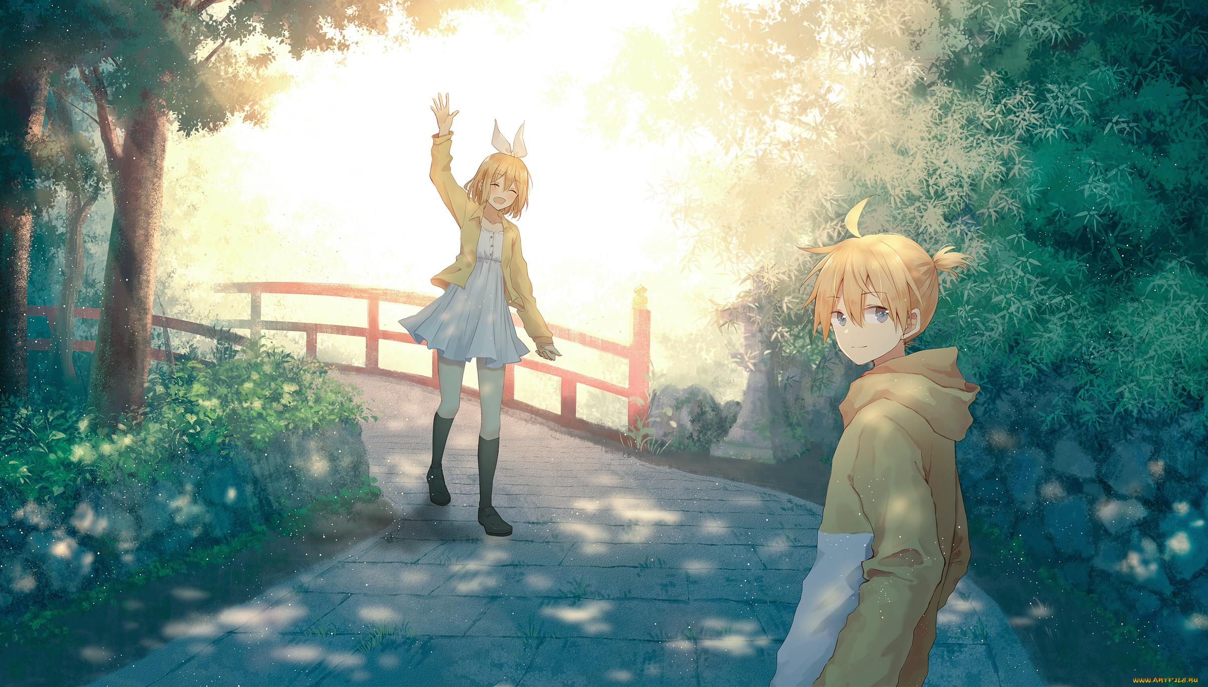 аниме, vocaloid, kagamine, rin, len