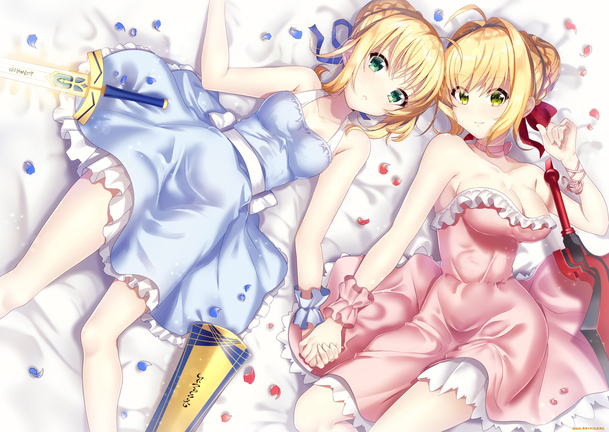 аниме, fate, stay, night, фон, девушки, взгляд