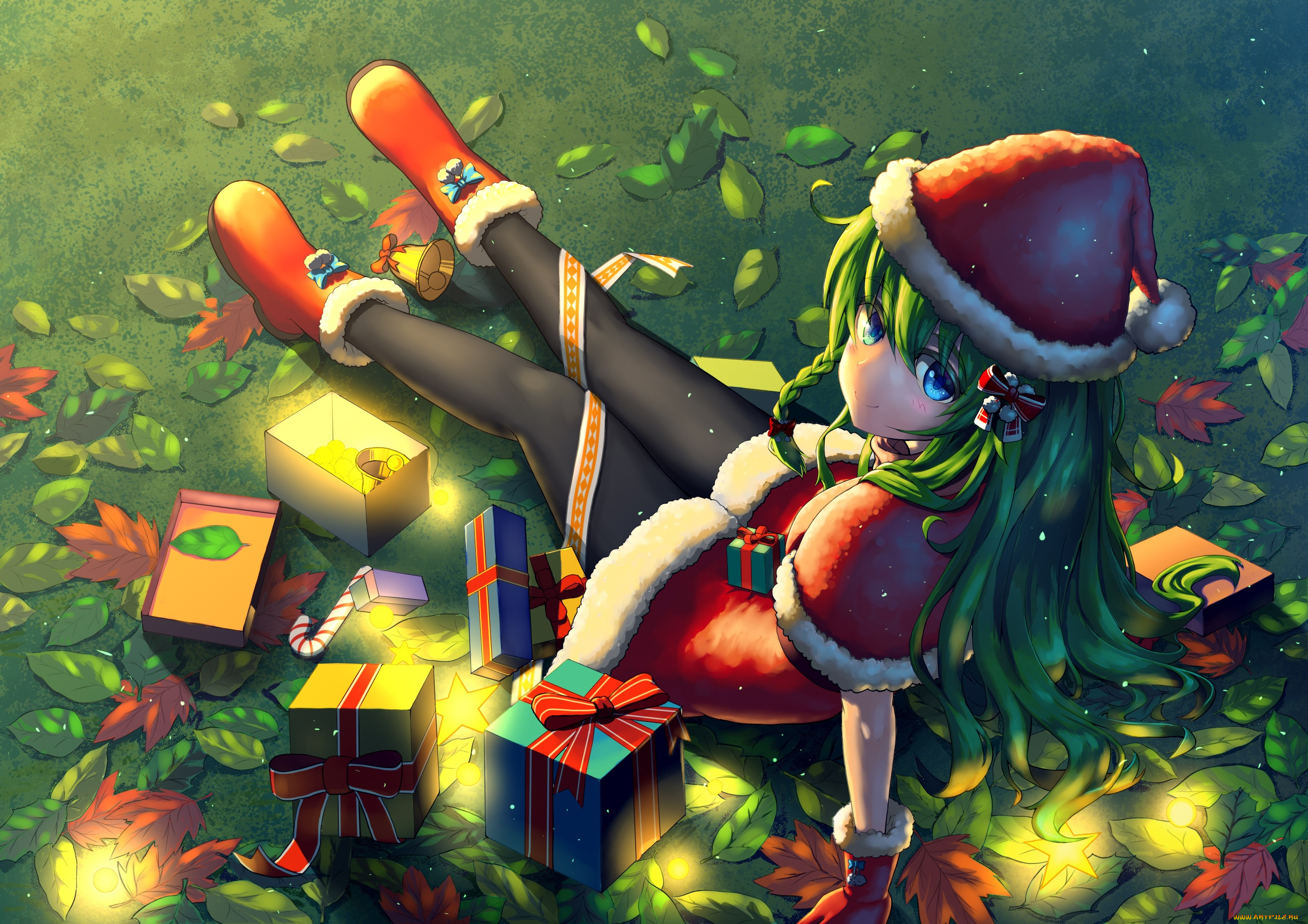 аниме, зима, , новый, год, , рождество, девушка