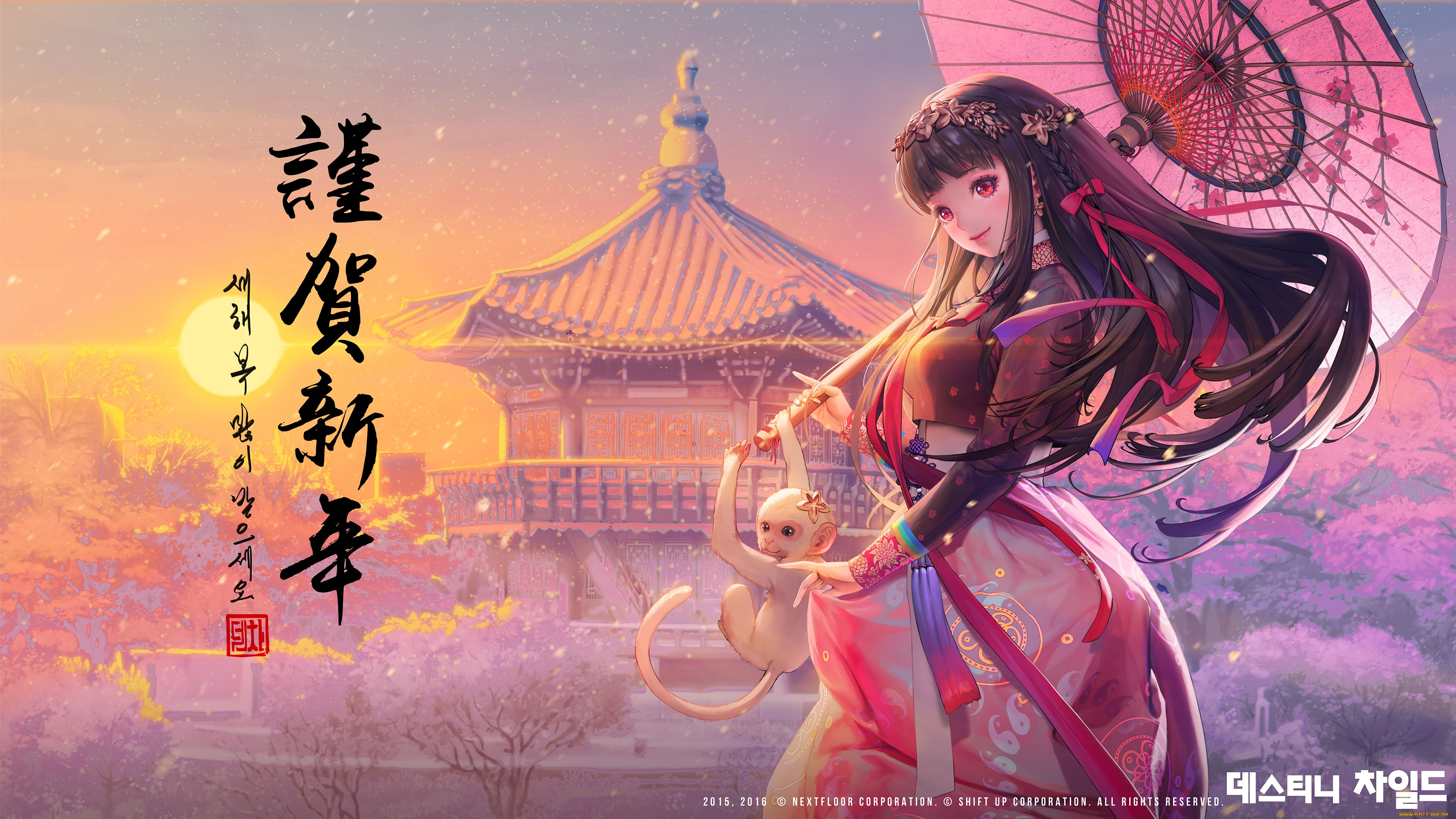 аниме, зима, , новый, год, , рождество, девушка