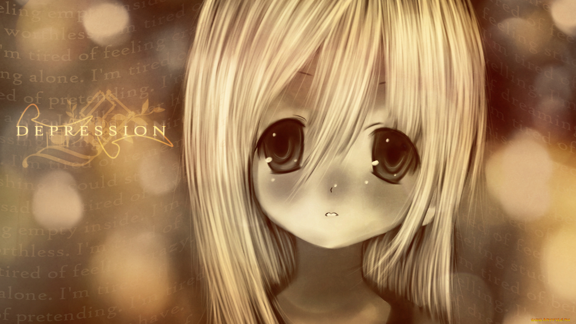 аниме, unknown, , другое, , взгляд, депрессия, лицо, девочка