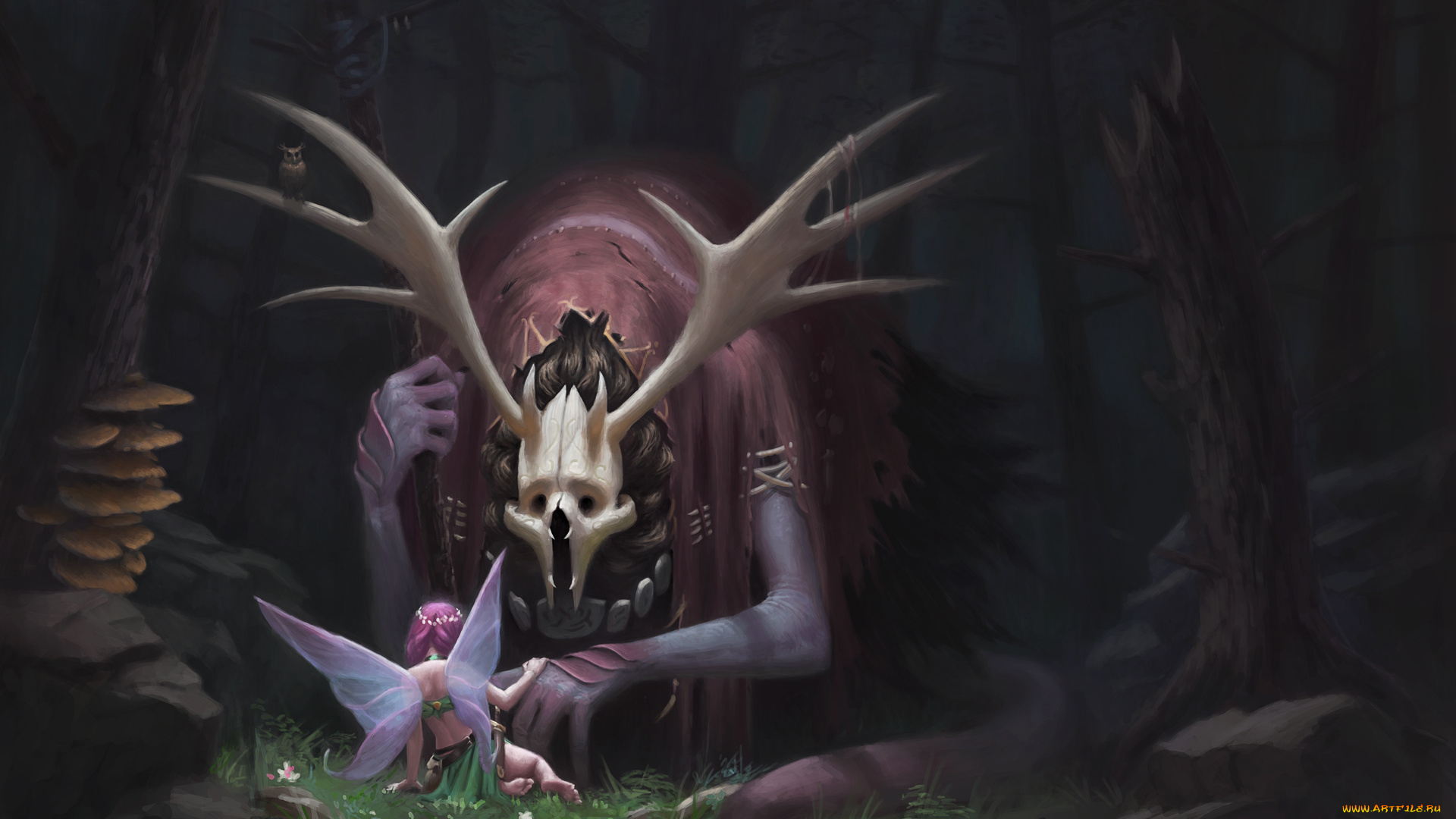 фэнтези, существа, лес, фон
