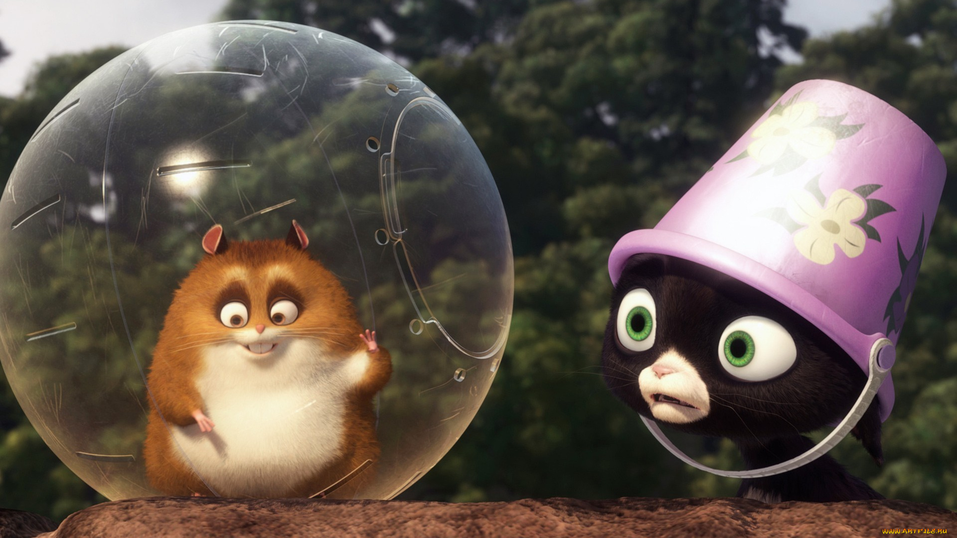 мультфильмы, bolt, хомяк, шар, котенок, ведро