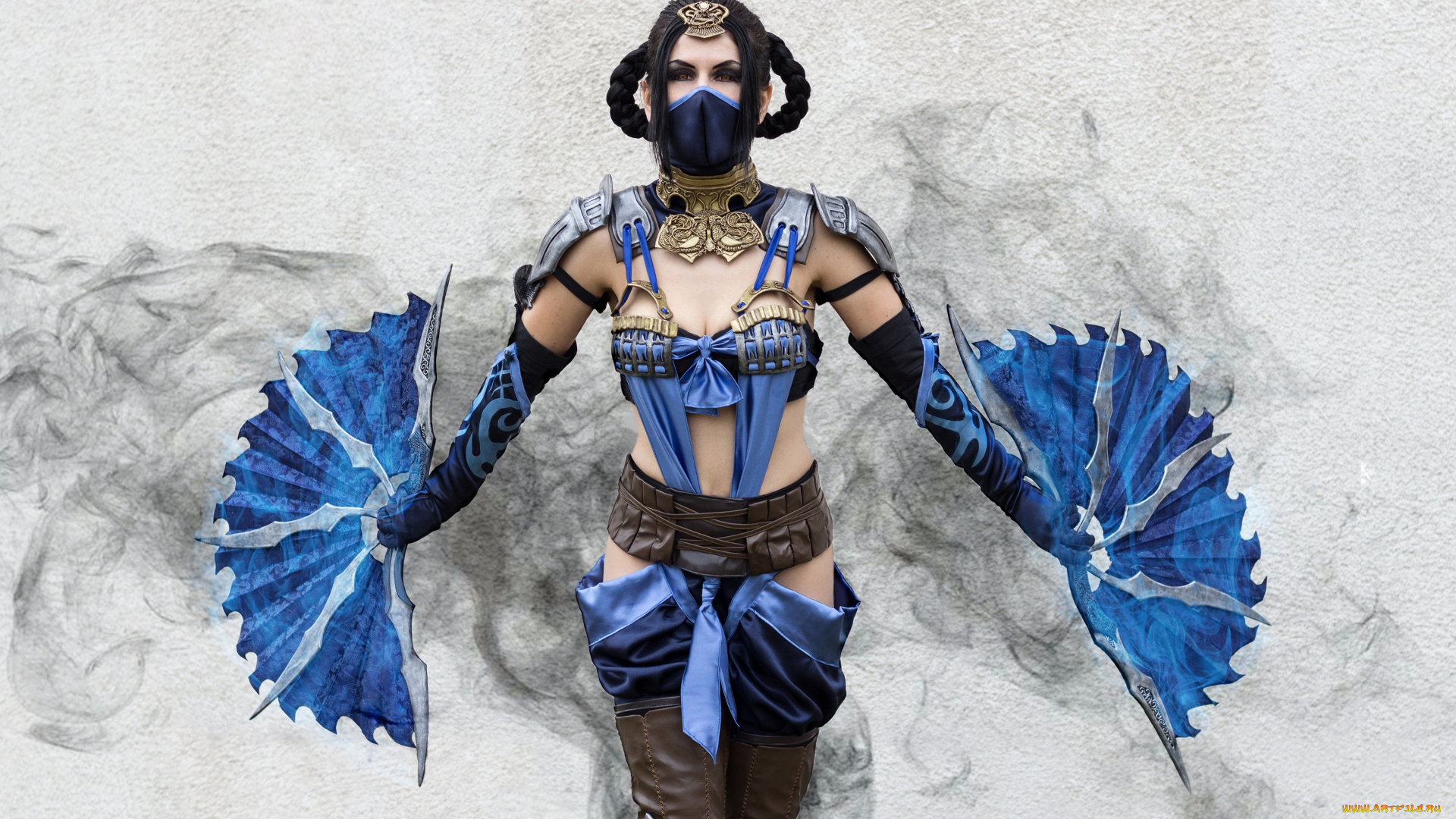 разное, cosplay, , косплей, девушка, веер, униформа, взгляд, фон, xxanemonaxx