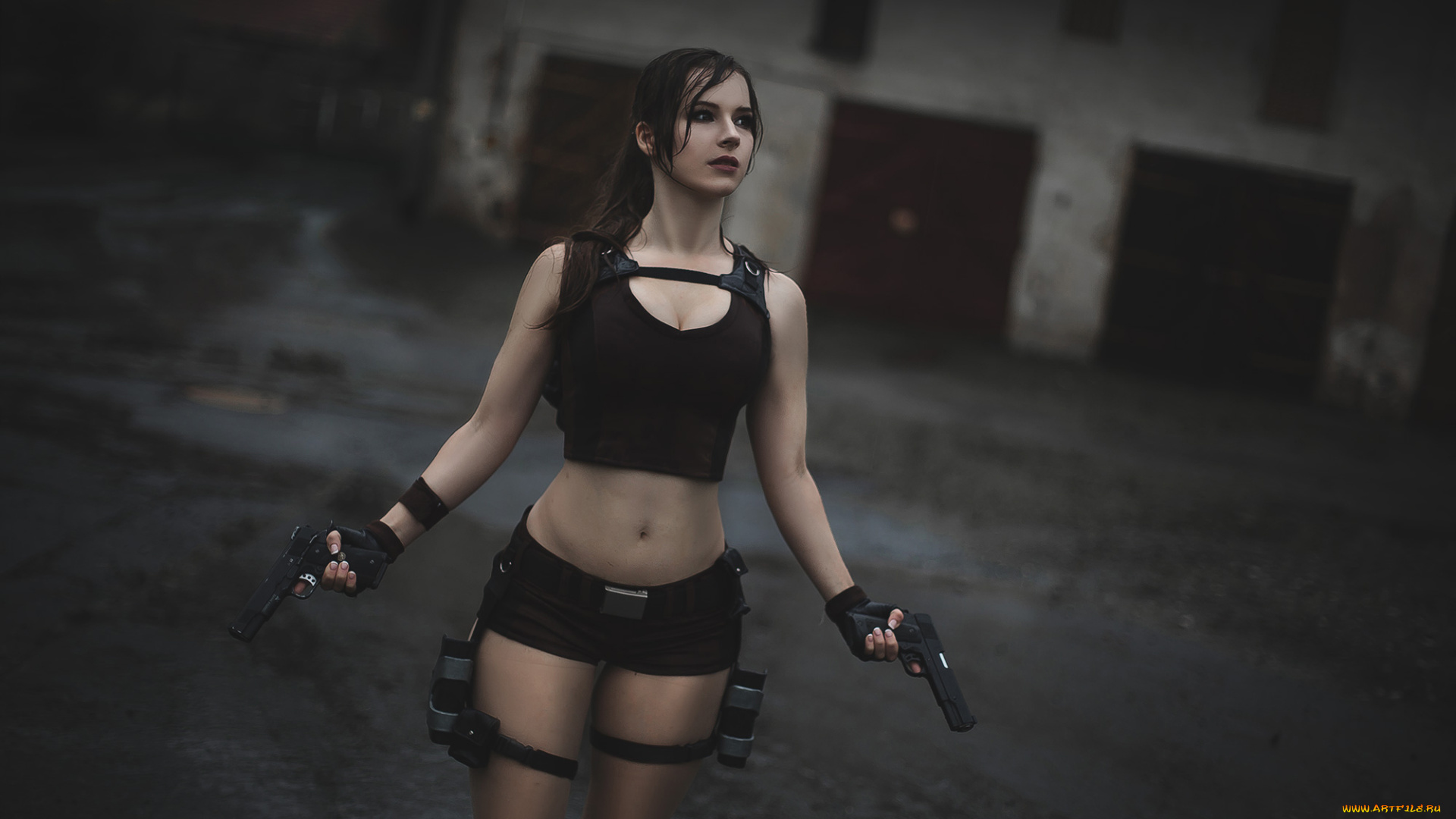 разное, cosplay, , косплей, пистолет, униформа, фон, девушка, enji, night