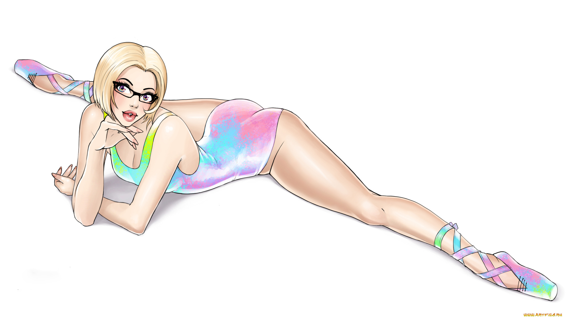 рисованное, люди, купальник, взгляд, фон, девушка