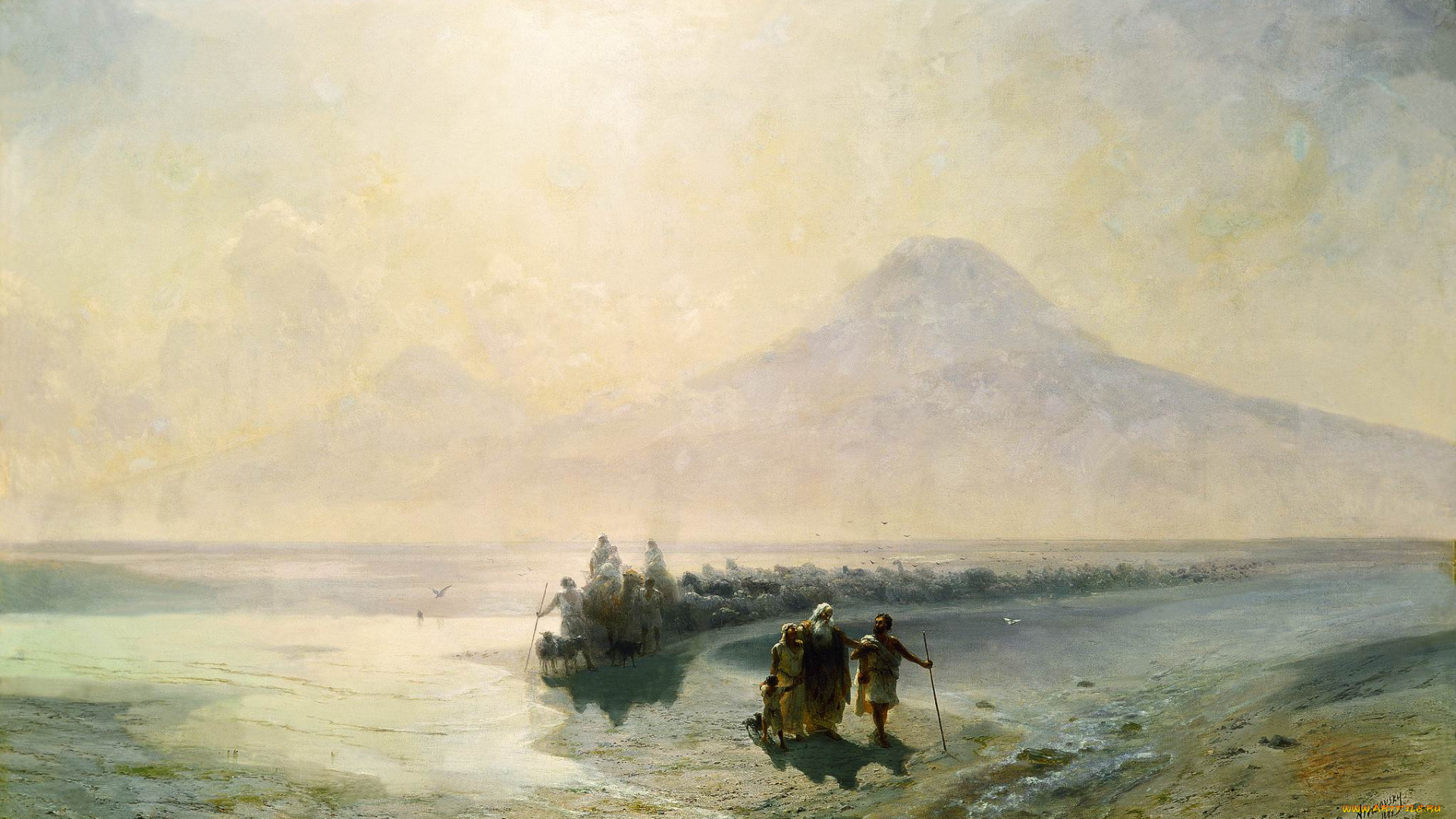 сошествие, ноя, с, горы, арарат, рисованное, иван, айвазовский, картина, сошествие, ноя, с, горы, арарат, иван, айвазовский