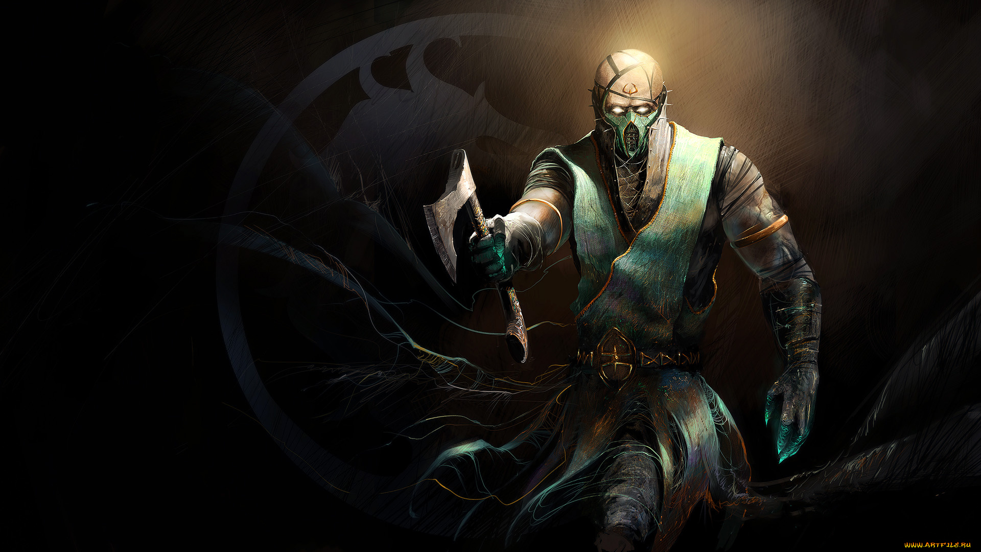 видео, игры, mortal, kombat, мужчина, топор, униформа, маска, фон