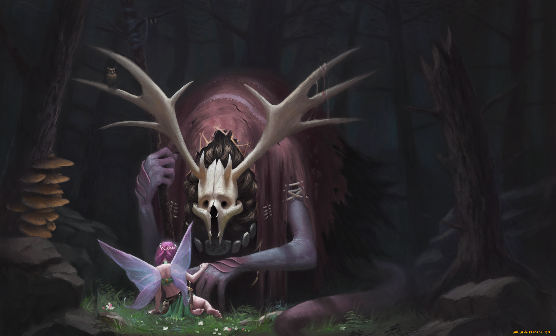 фэнтези, существа, лес, фон