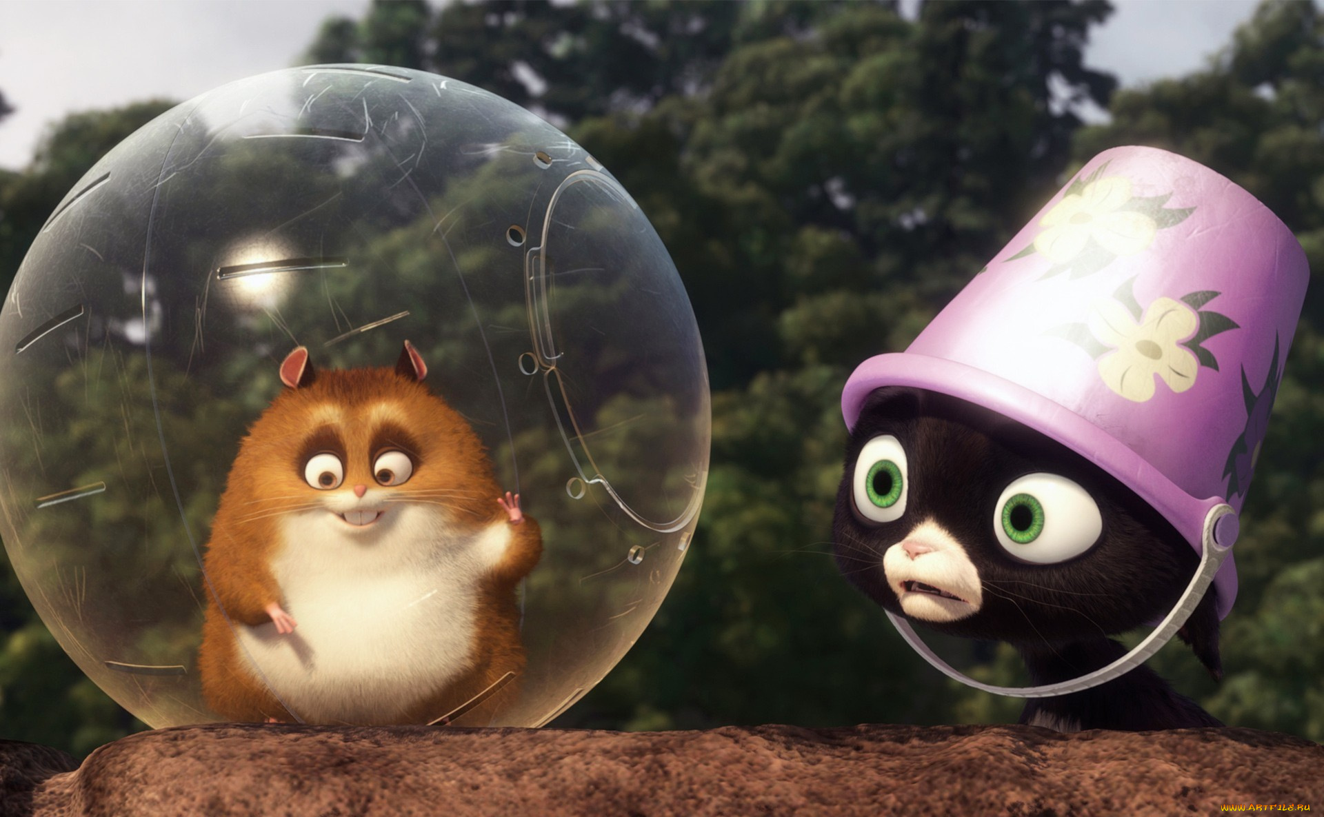 мультфильмы, bolt, хомяк, шар, котенок, ведро