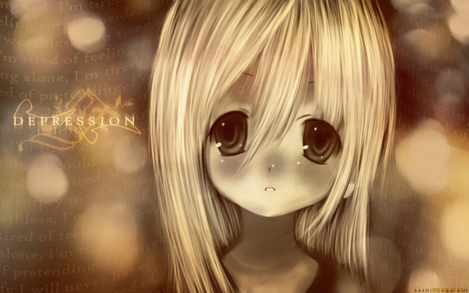 аниме, unknown, , другое, , взгляд, депрессия, лицо, девочка