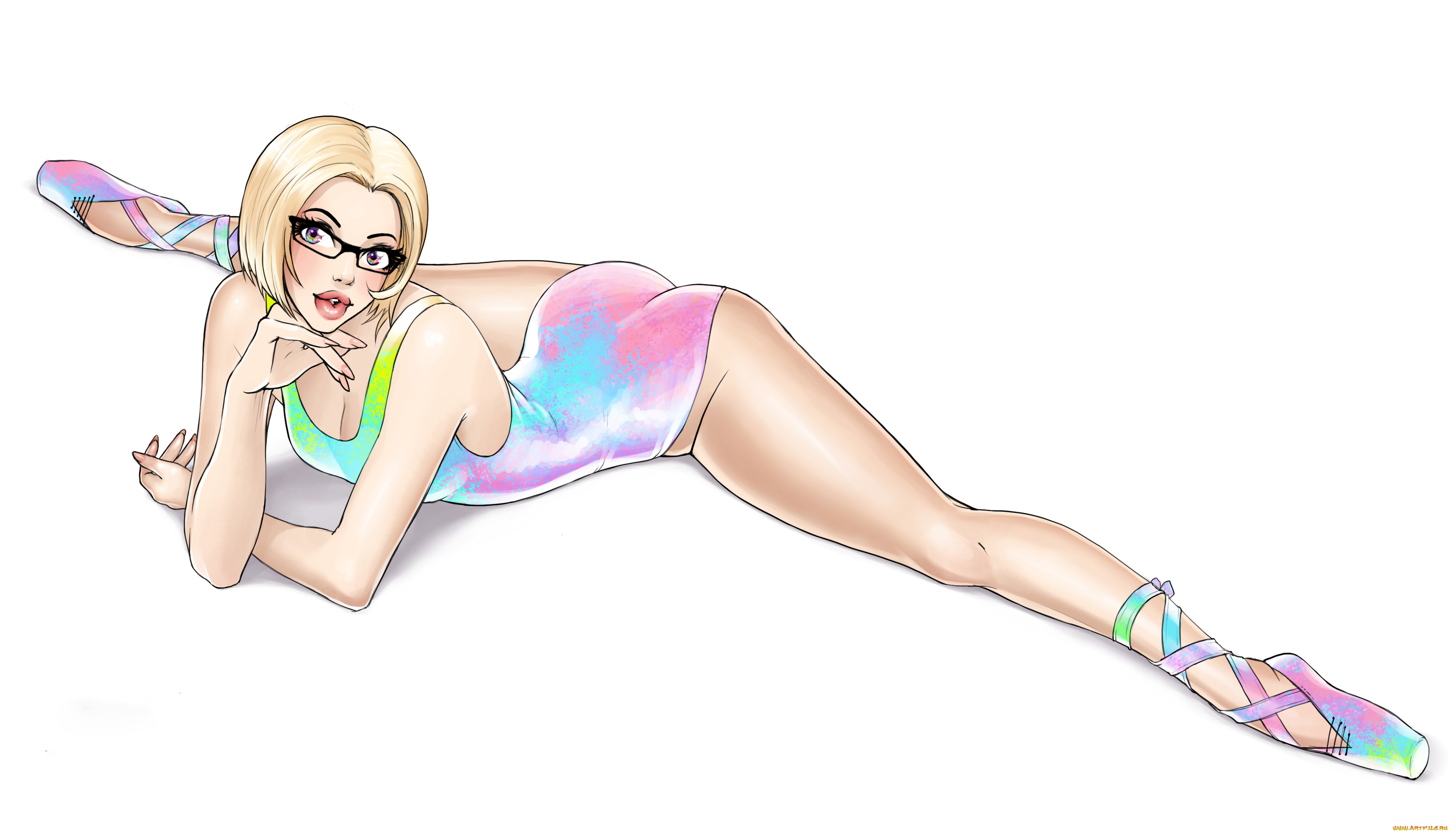 рисованное, люди, купальник, взгляд, фон, девушка