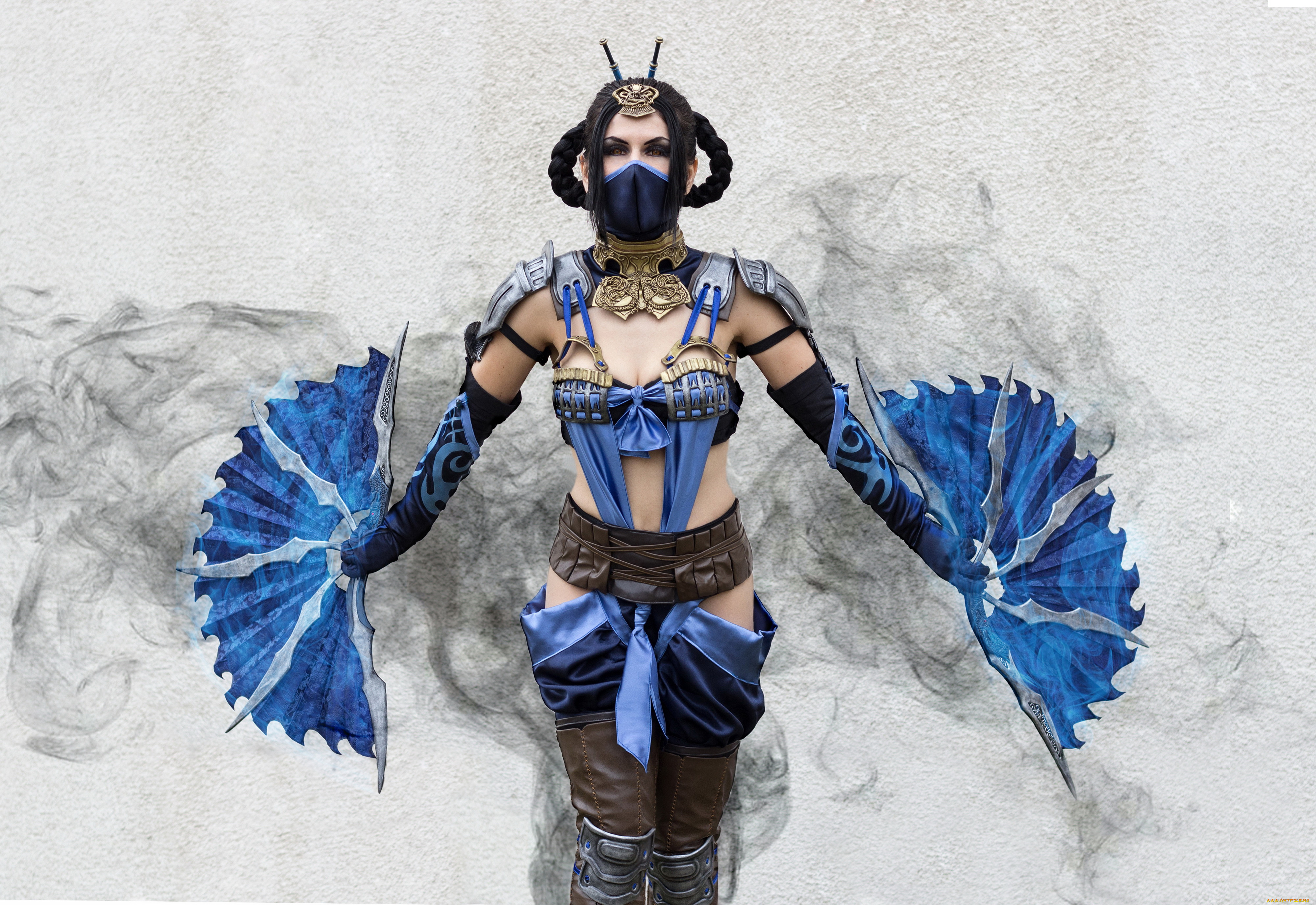 разное, cosplay, , косплей, девушка, веер, униформа, взгляд, фон, xxanemonaxx