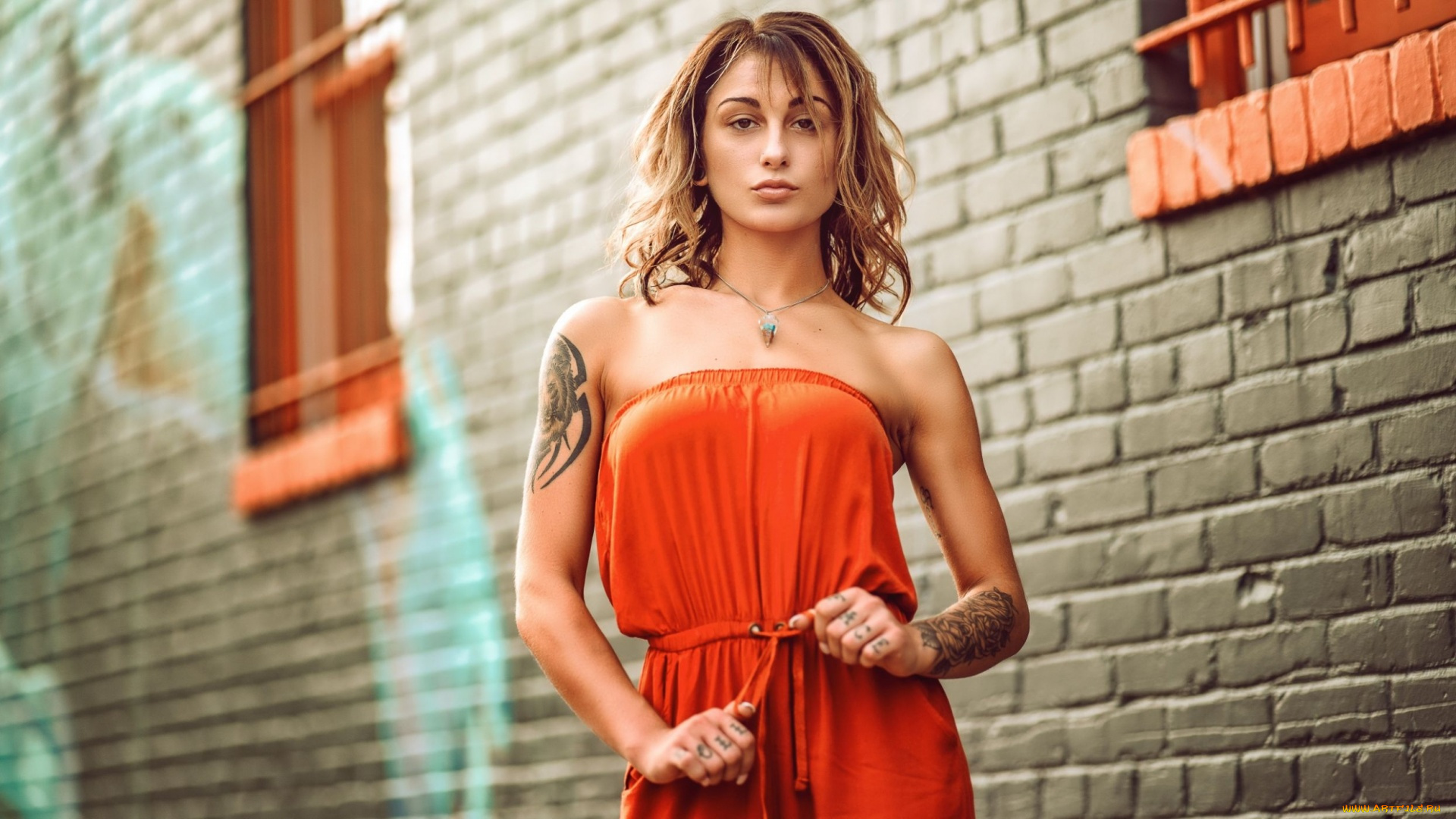 девушки, -, рыжеволосые, и, разноцветные, тату