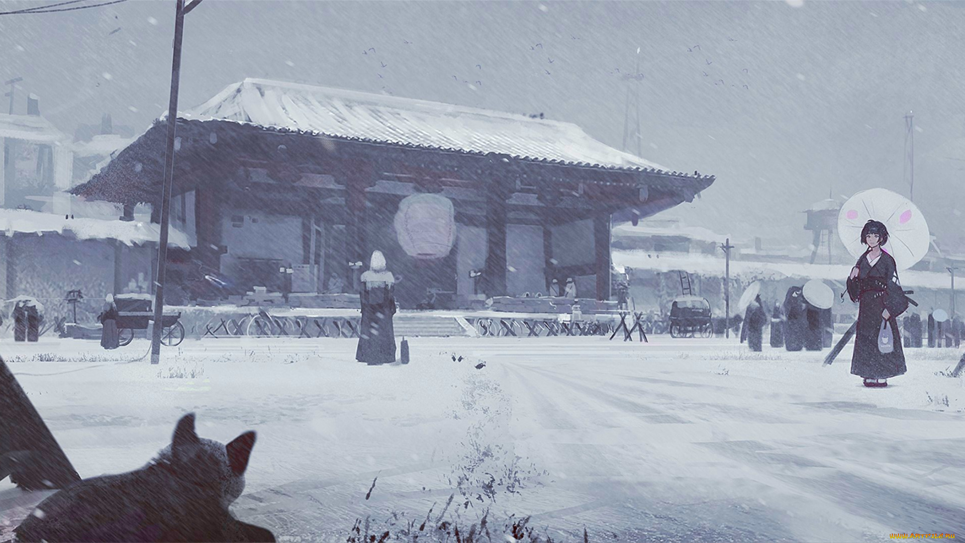 guweiz, аниме, зима, , новый, год, , рождество