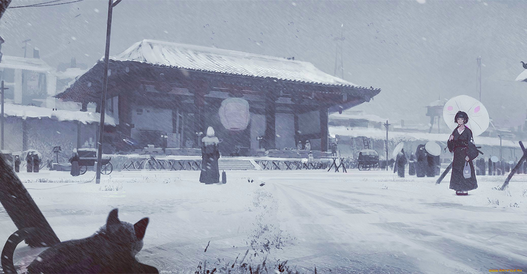 guweiz, аниме, зима, , новый, год, , рождество