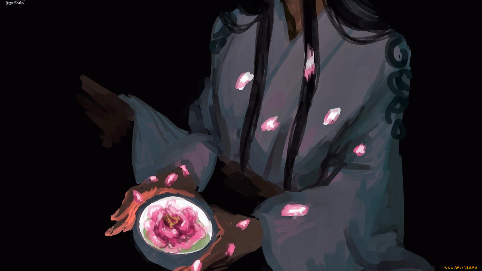 аниме, mo, dao, zu, shi, лань, ванцзи, чаша, лепестки