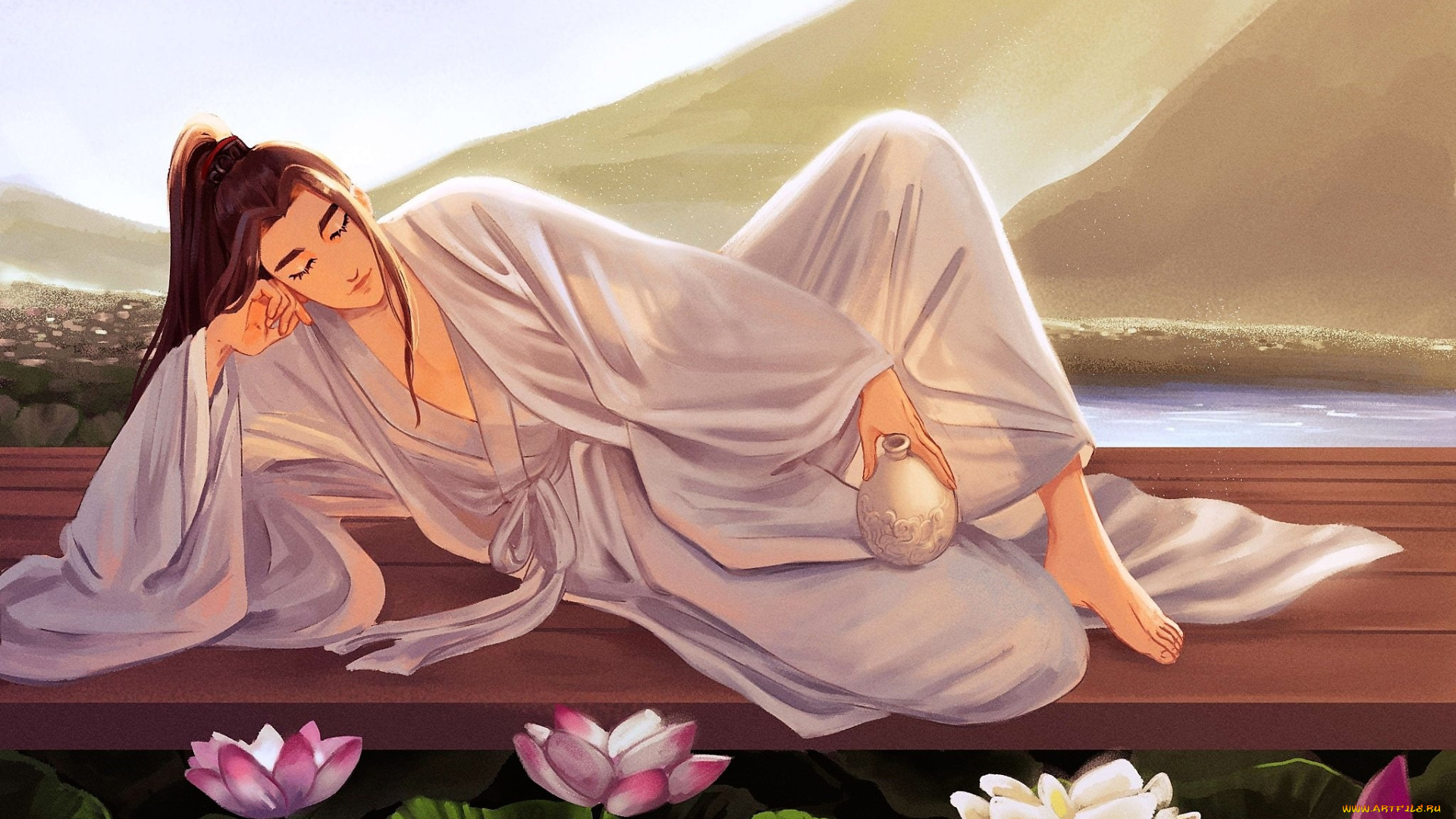 аниме, mo, dao, zu, shi, вэй, усянь, кувшин, пристань, лотосы