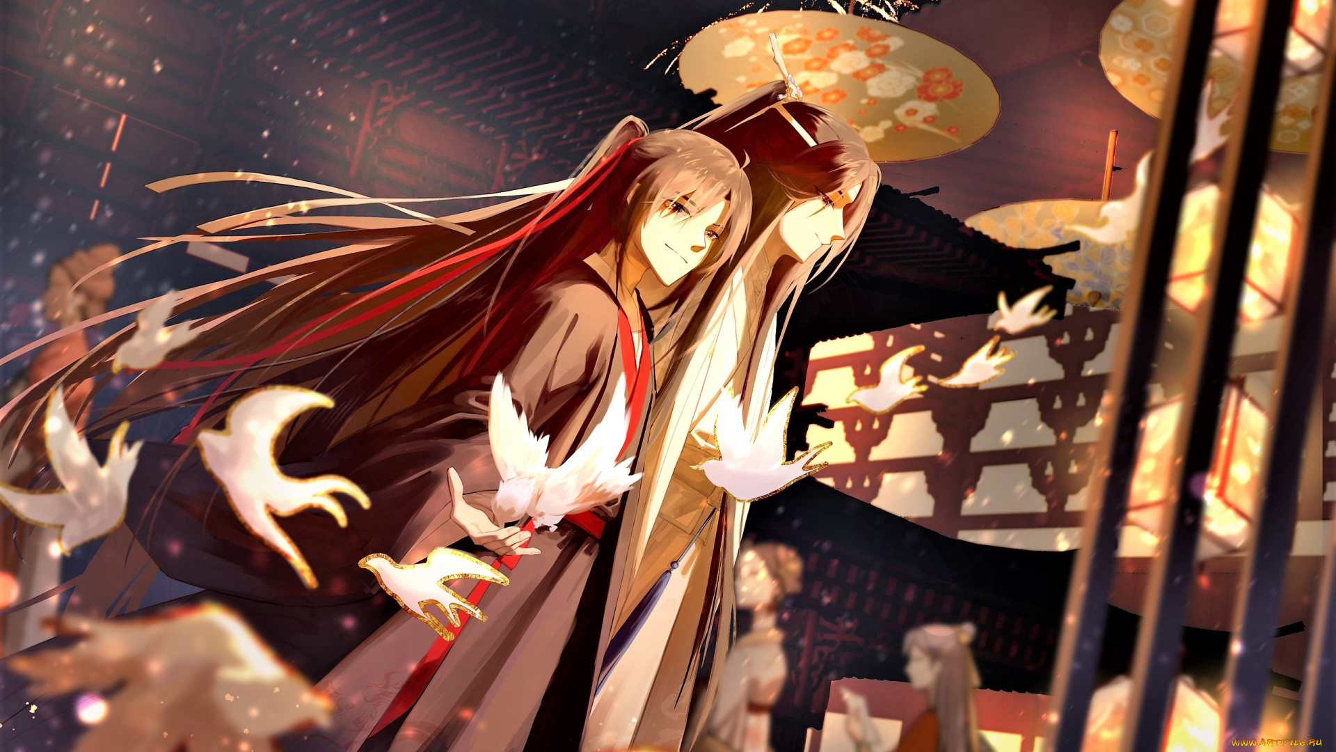 аниме, mo, dao, zu, shi, вэй, усянь, лань, ванцзи, птички