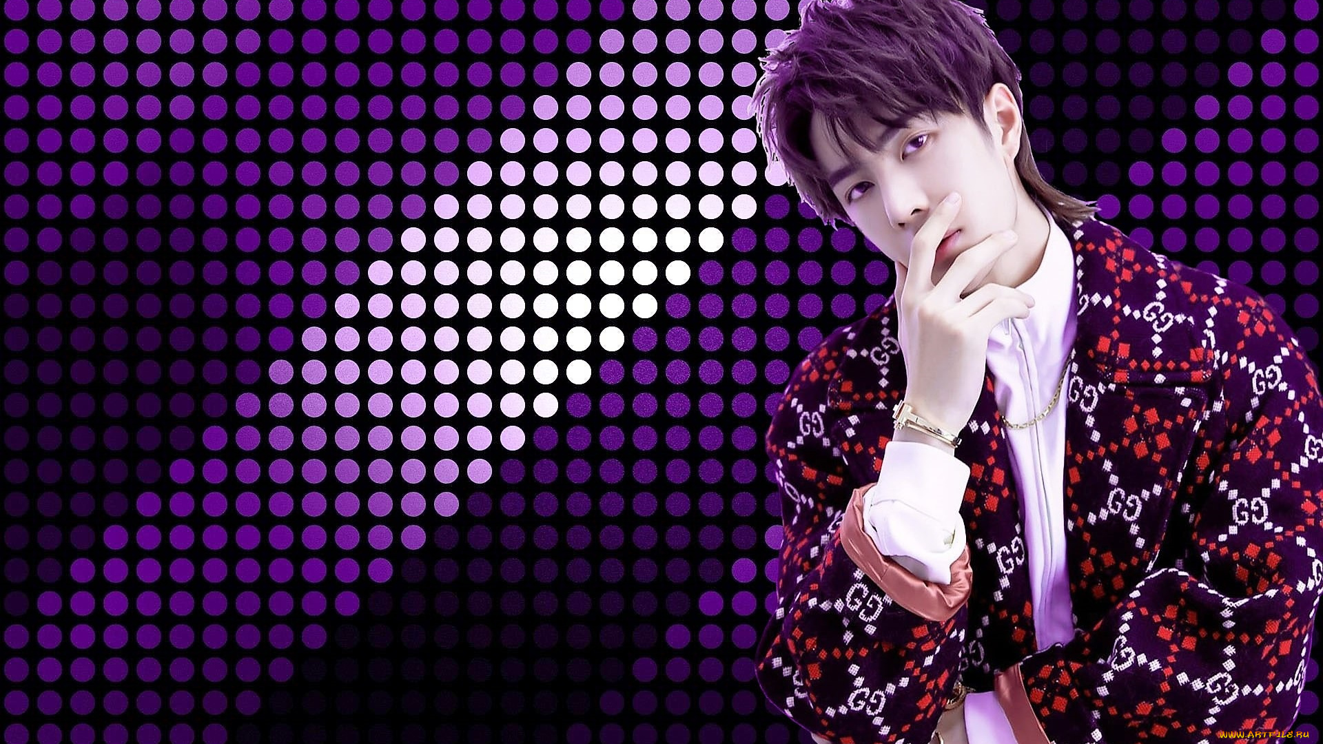 мужчины, wang, yi, bo, актер, певец, куртка, украшения