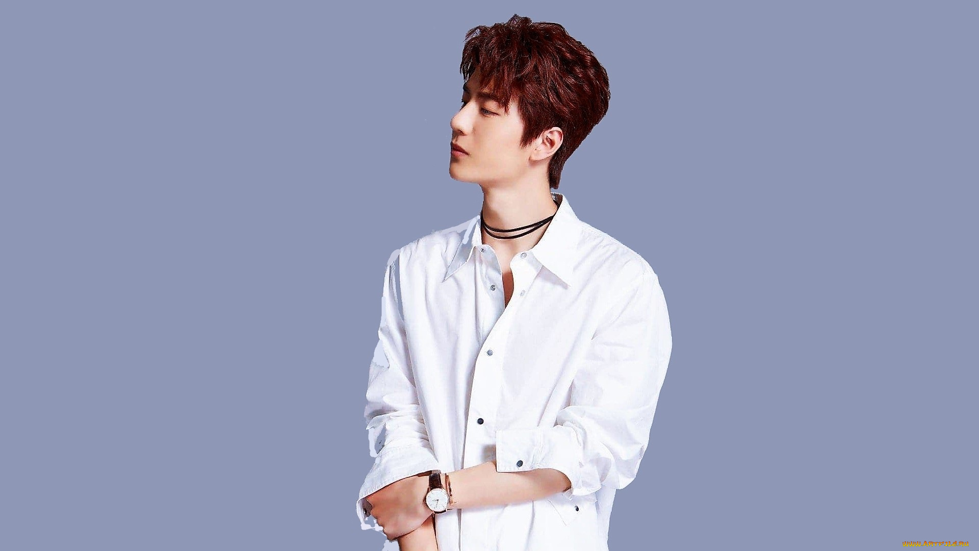 мужчины, wang, yi, bo, рыжий, рубашка, часы