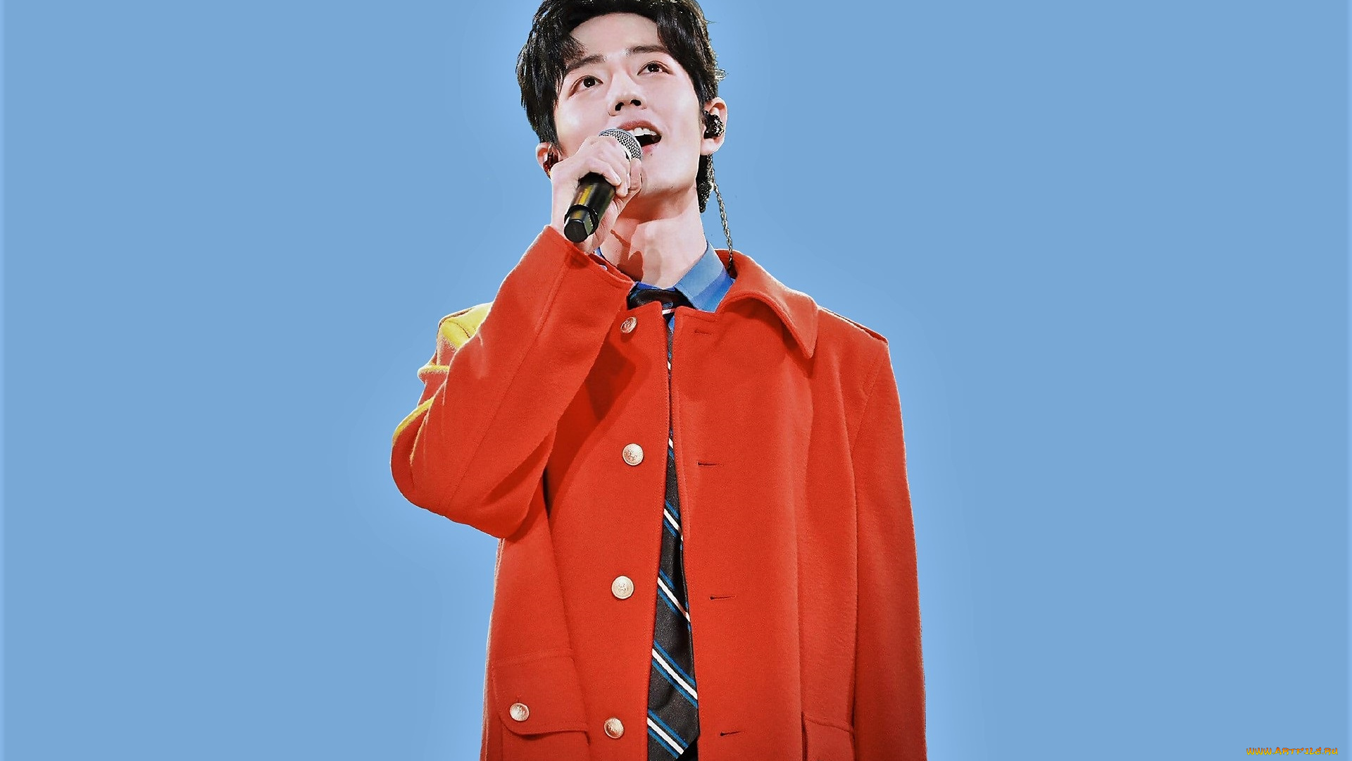 мужчины, xiao, zhan, актер, певец, микрофон, пальто