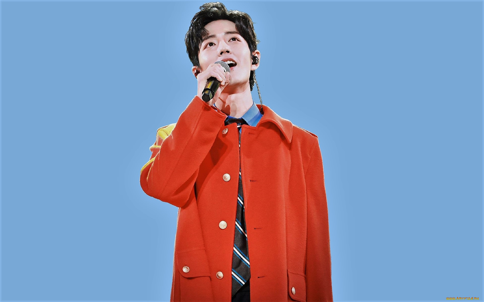 мужчины, xiao, zhan, актер, певец, микрофон, пальто