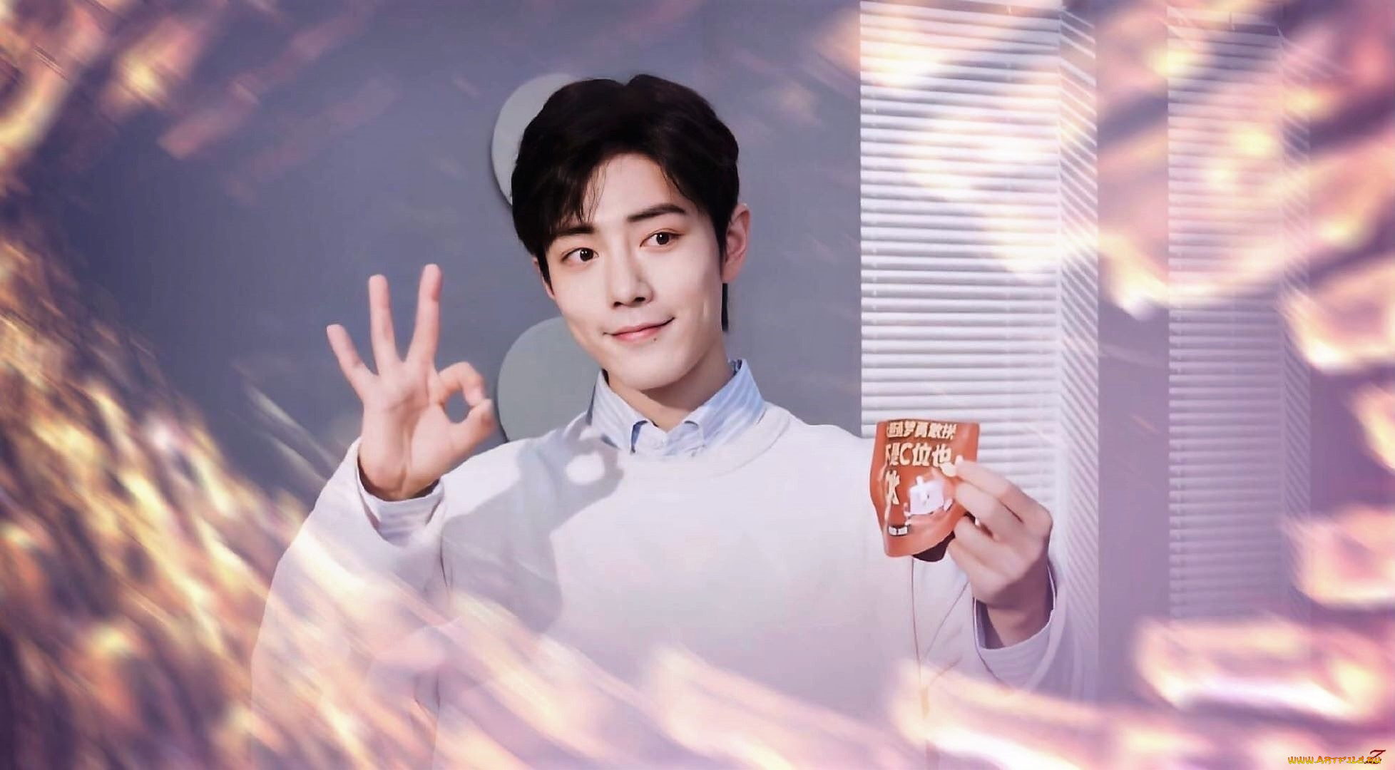 мужчины, xiao, zhan, актер, жест, пакетик