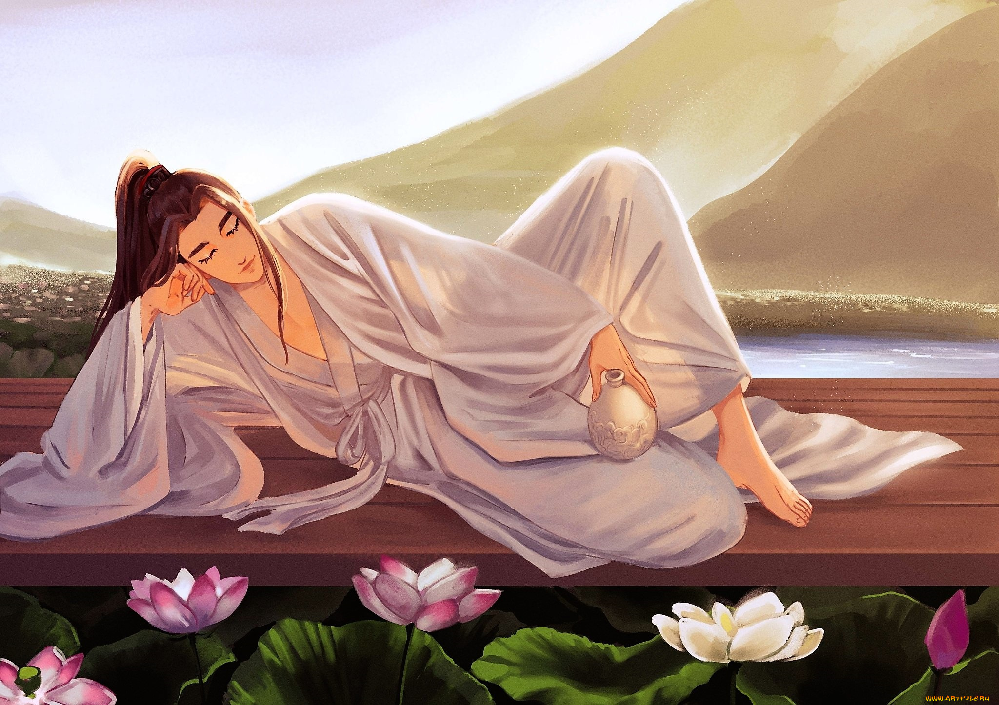 аниме, mo, dao, zu, shi, вэй, усянь, кувшин, пристань, лотосы