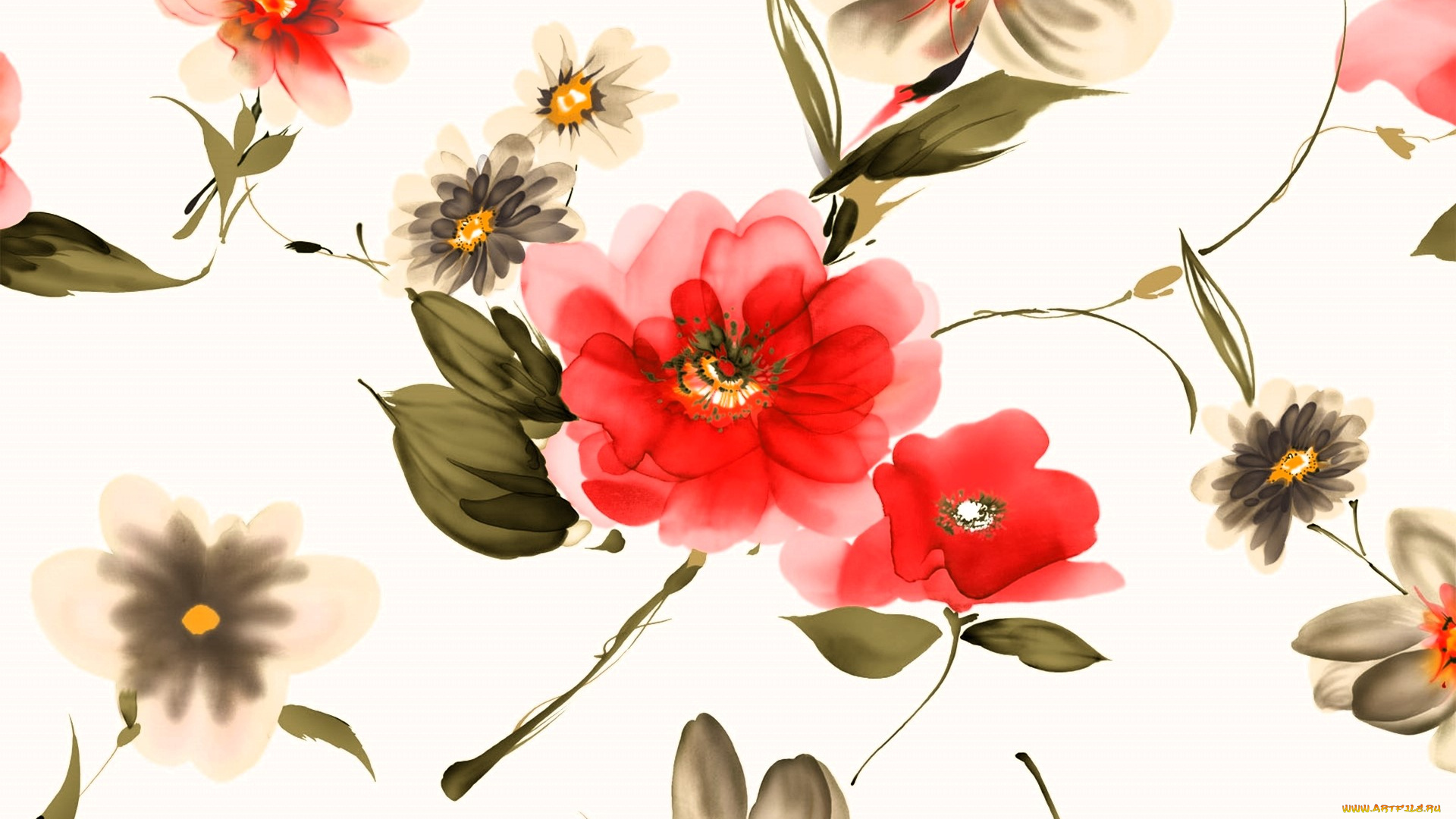 рисованное, цветы