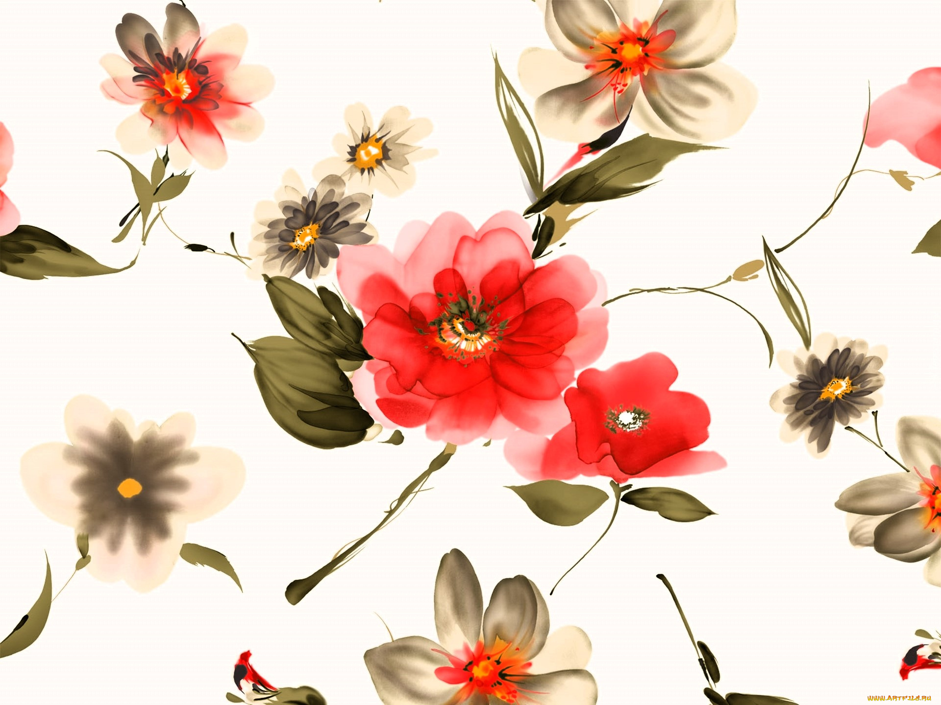 рисованное, цветы