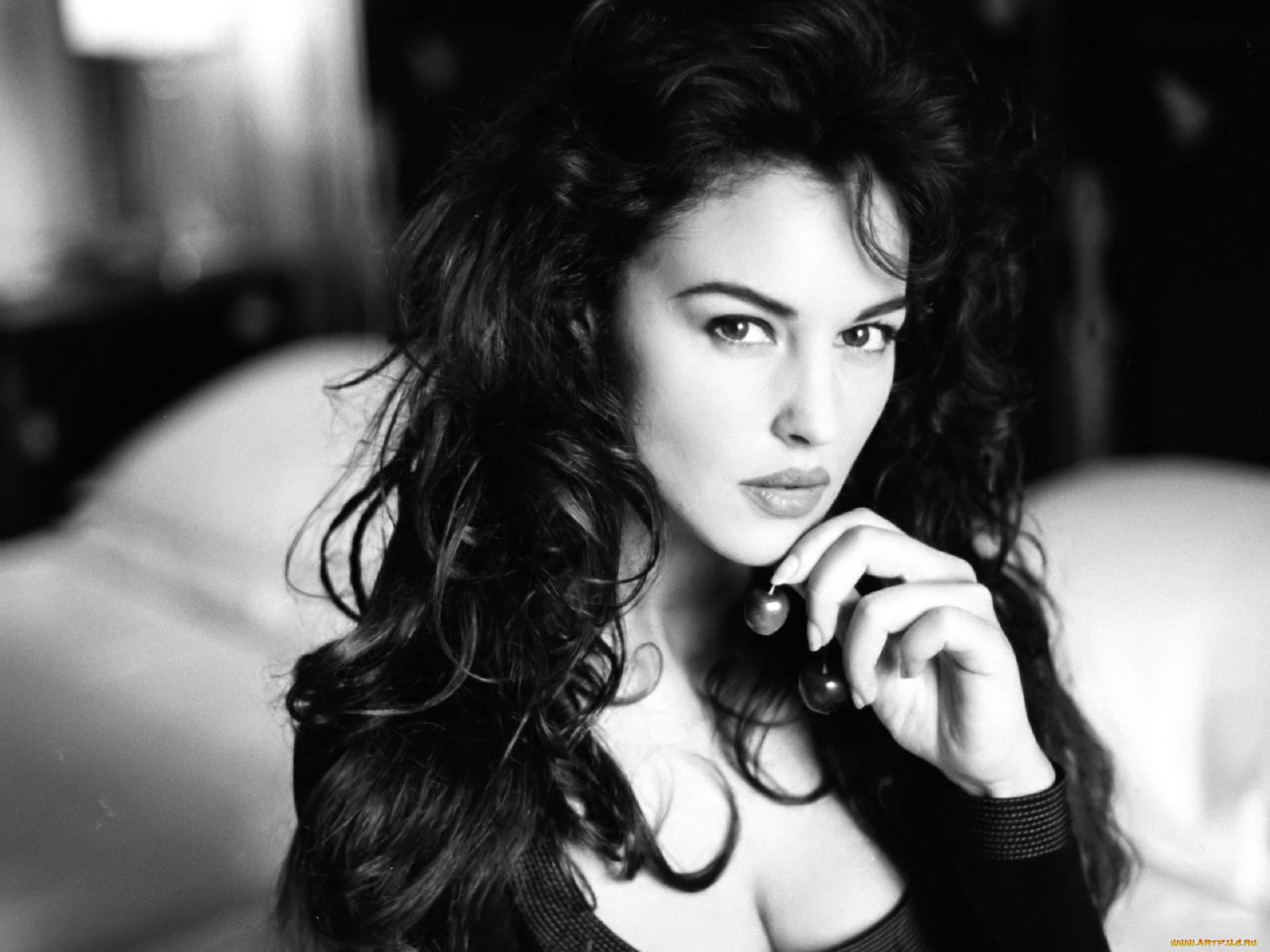 девушки, monica, bellucci, черно-белая, брюнетка, лицо