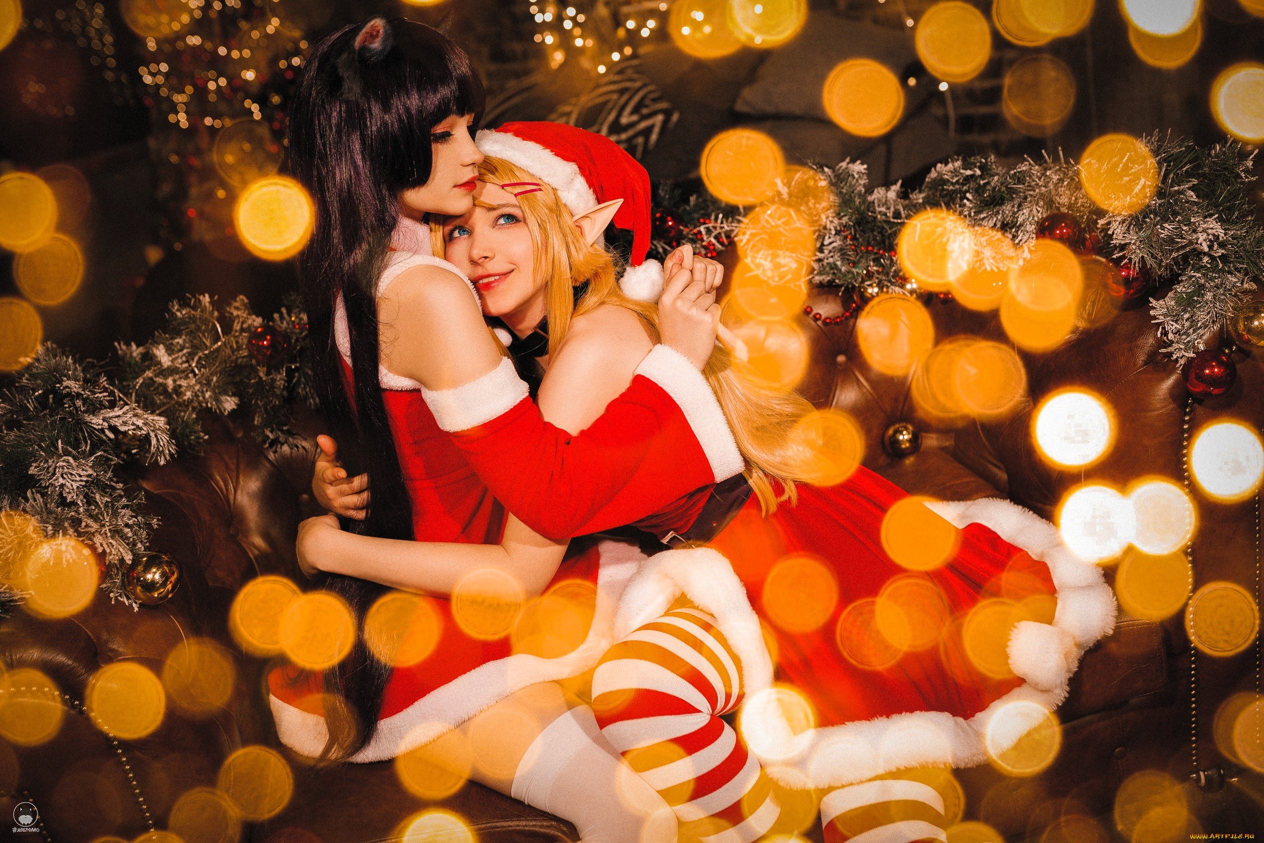 девушки, карина, салахутдинова, , tenletters, образы, косплей, наряды, костюмы, ушки, блики, новый, год, ёлка