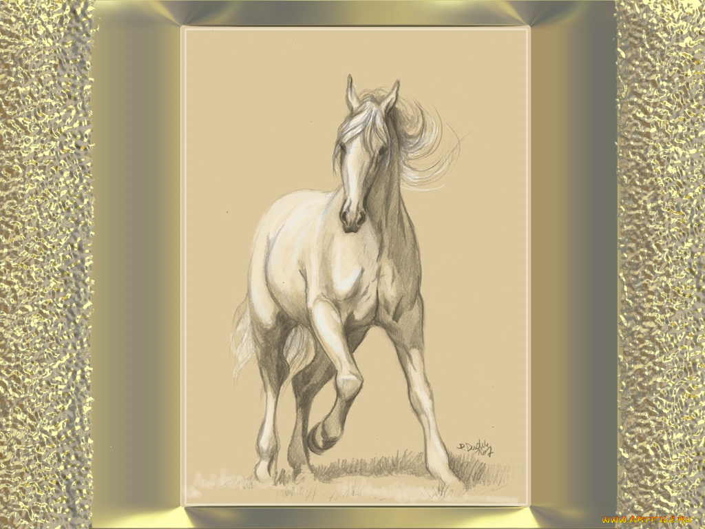 white, рисованные, животные, лошади