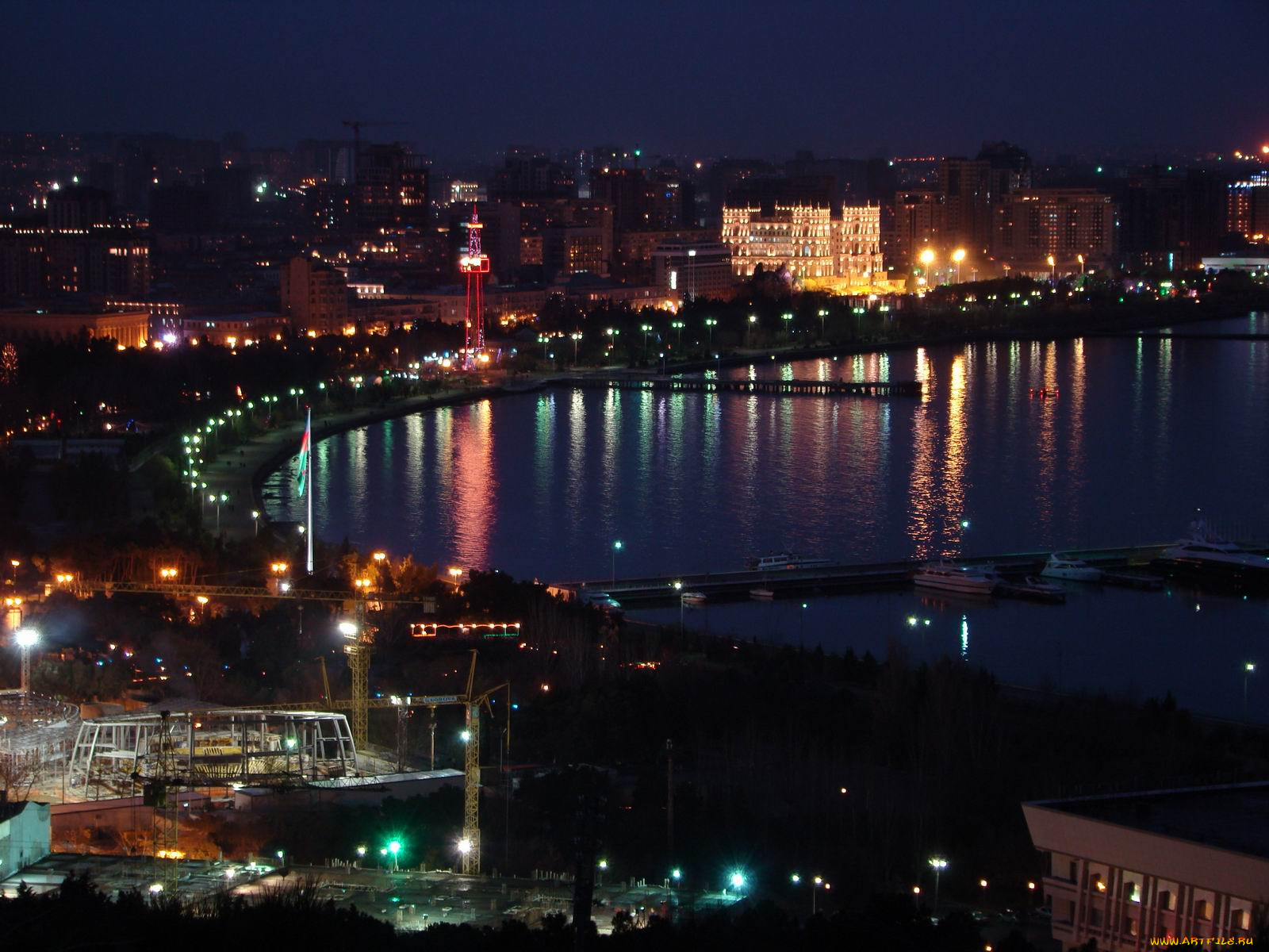 города, огни, ночного