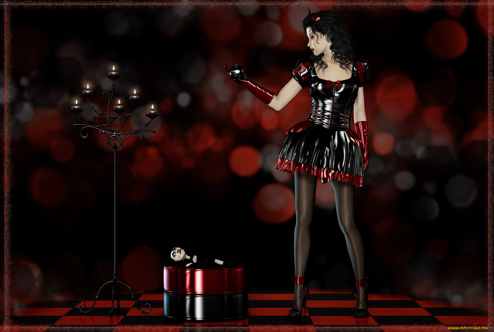 3д, графика, horror, ужас, девушка, свечи